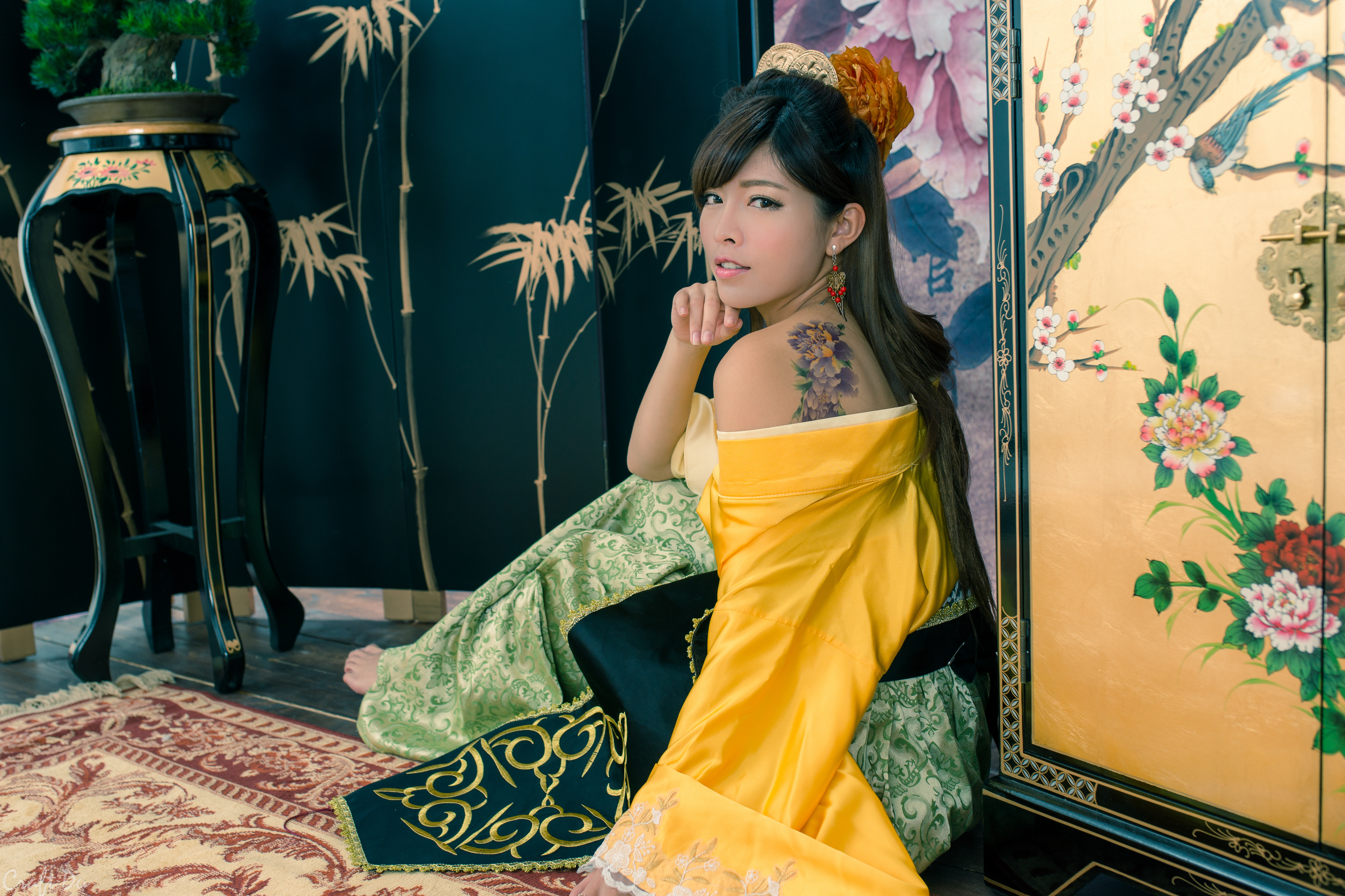 Asian Flower Hair Dress Liao K Ndi Taiwanese Tattoo Traditional Costume 5706x3804