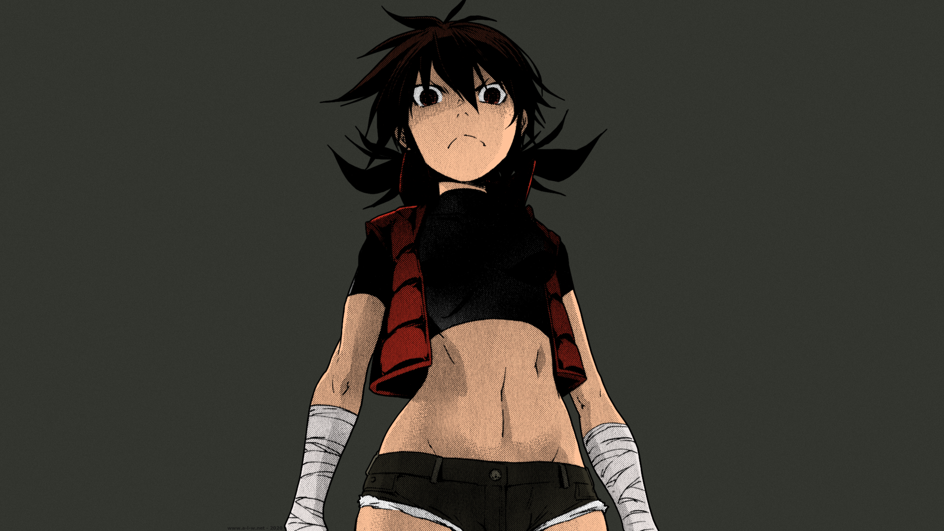 Trash Shirato Marin D P Short Hair Brunette Bandage Flat Chest Short Pants Tomboy Angry Disgust Anim 1920x1080