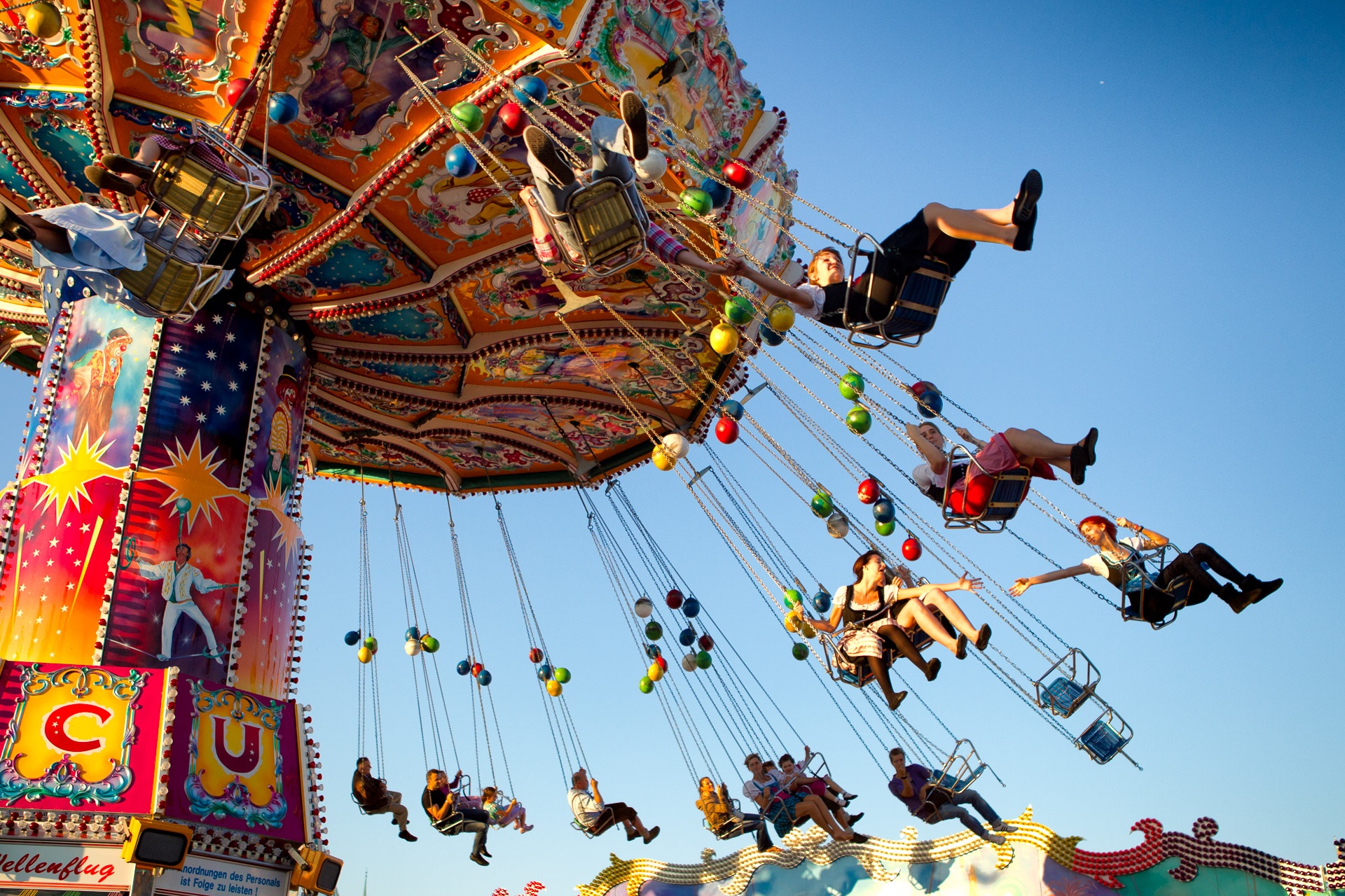 Amusement Park Carnival Colors Man Made People Swing 1920x1280