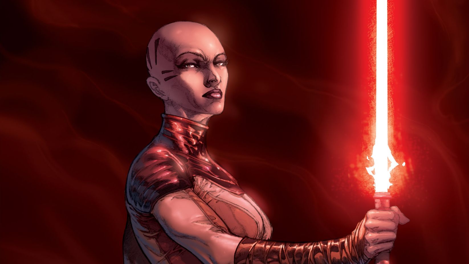 Asajj Ventress Lightsaber Red Lightsaber Sith Star Wars Star Wars Woman 1646x928
