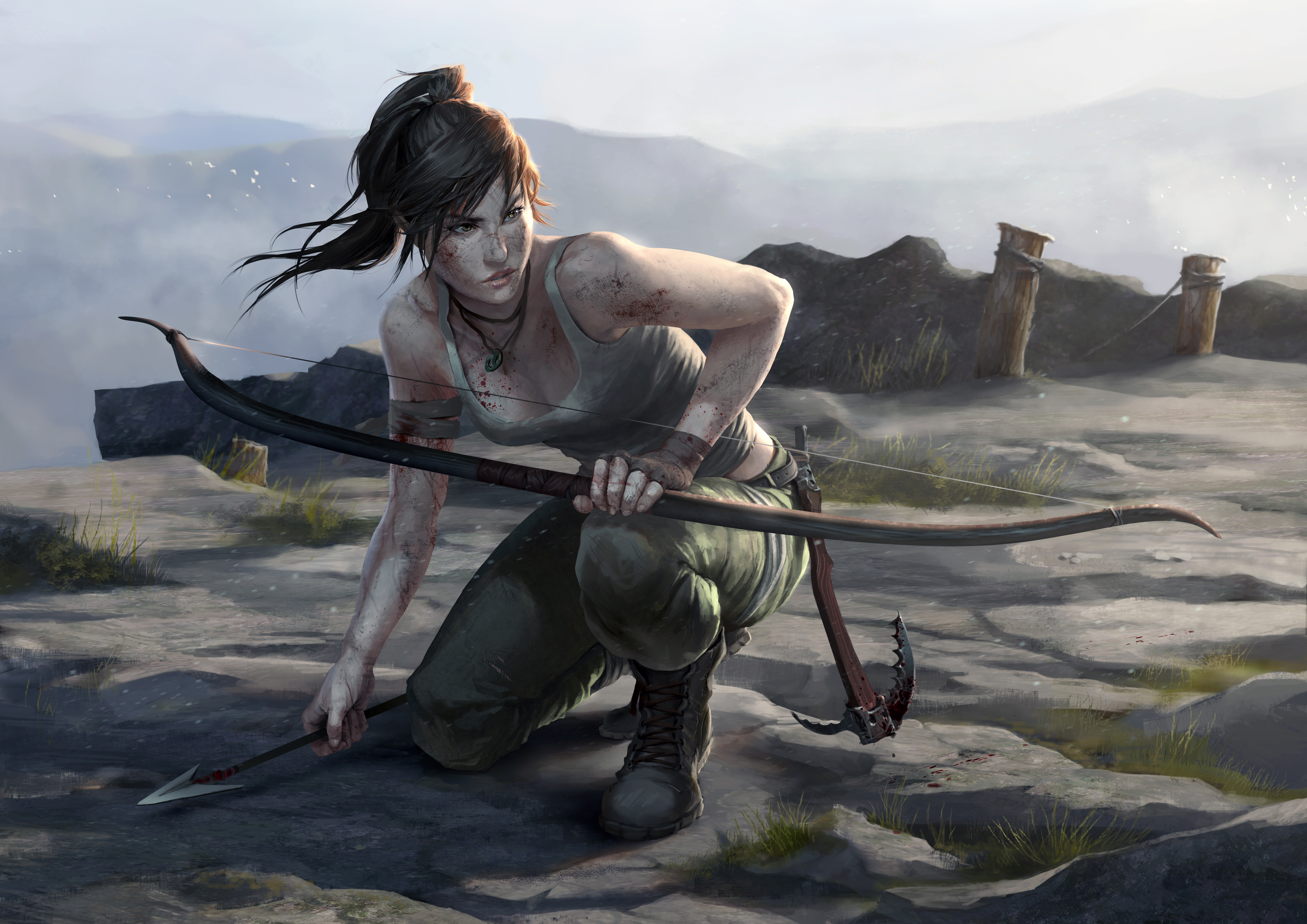 Bow Lara Croft Tomb Raider Woman Warrior 5000x3536