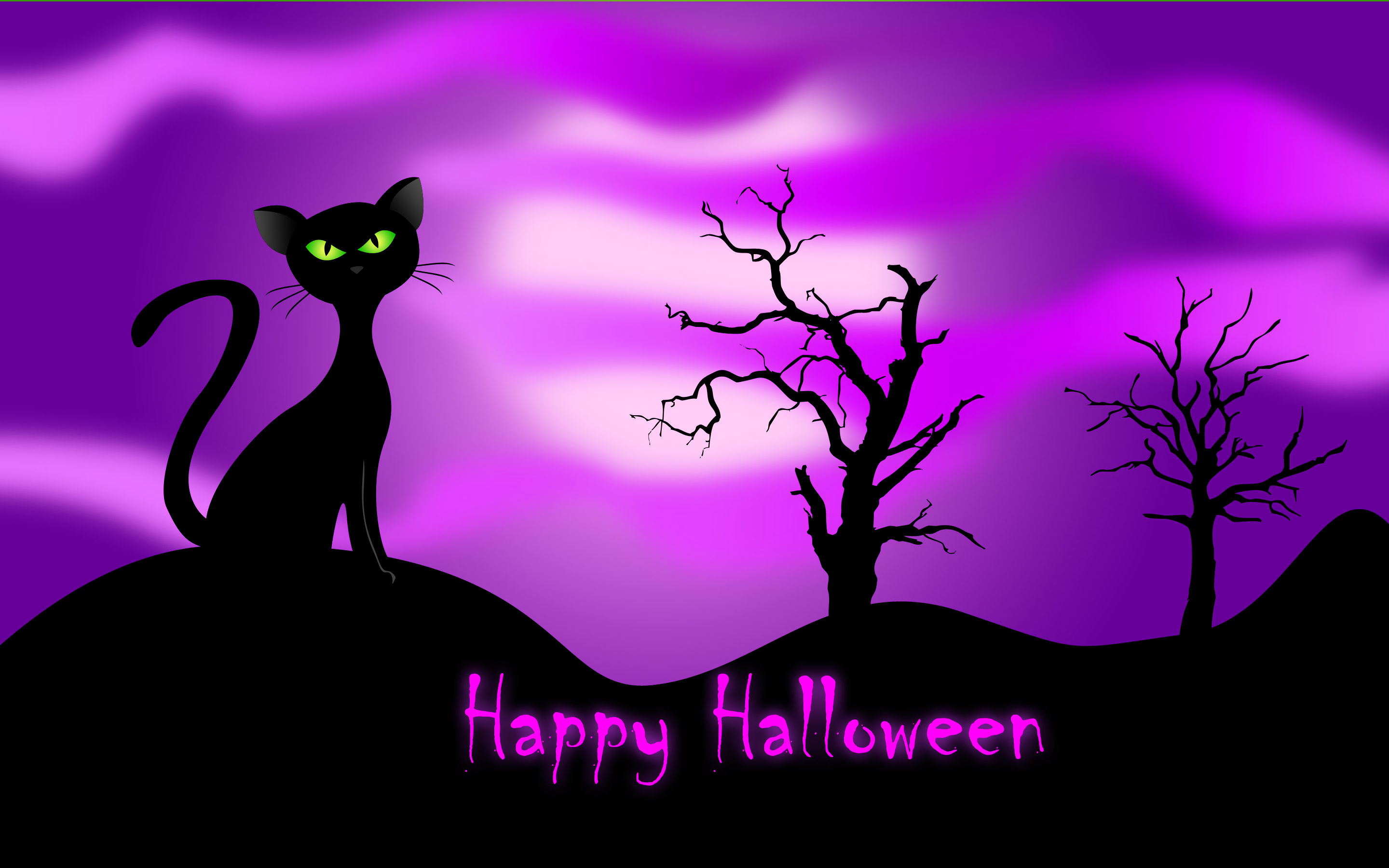 Cat Halloween Happy Halloween Holiday Purple Tree 2880x1800