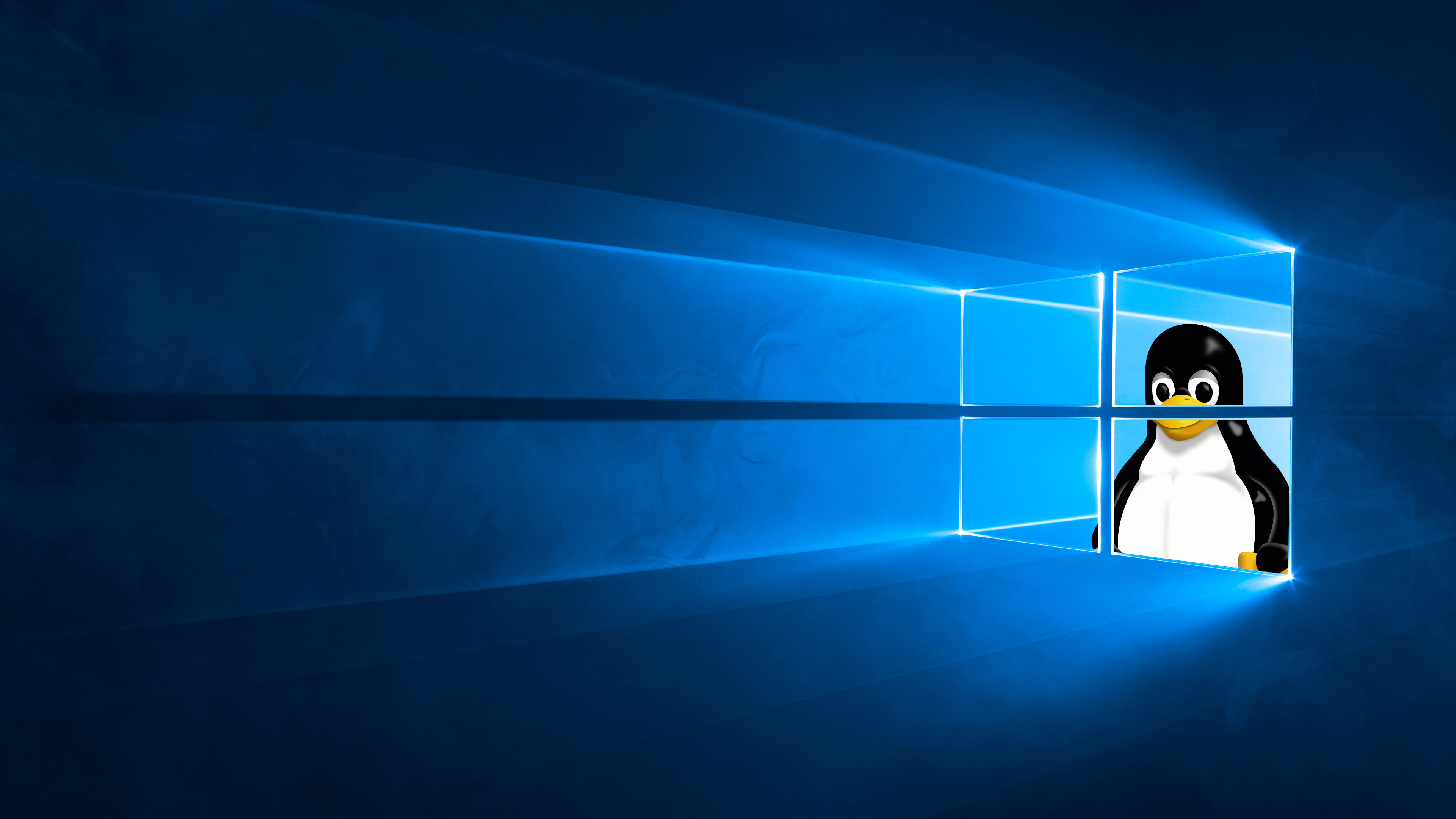Windows 10 Tux Linux GNU Microsoft Penguin 3840x2160
