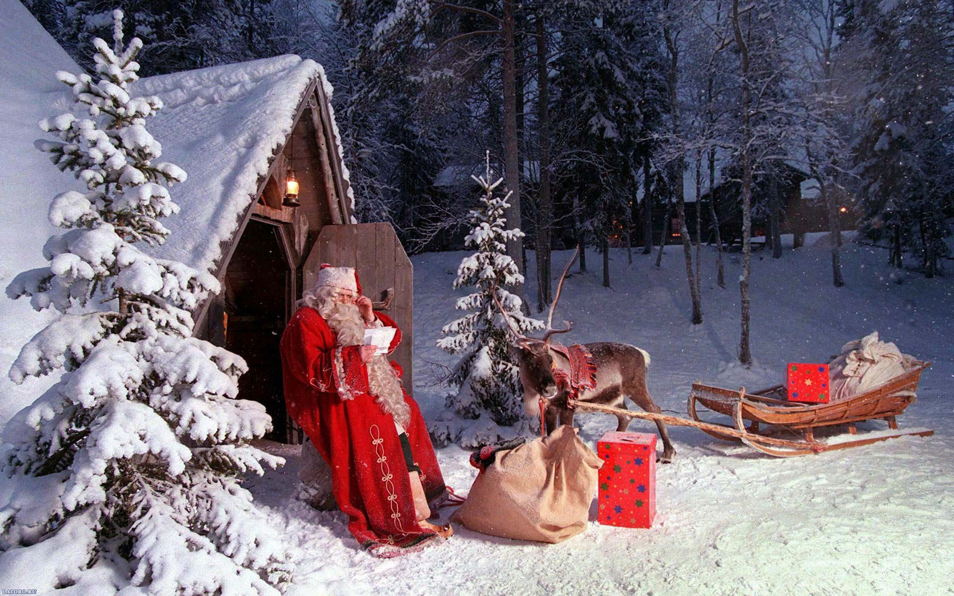 Christmas Reindeer Santa Sleigh 1920x1200