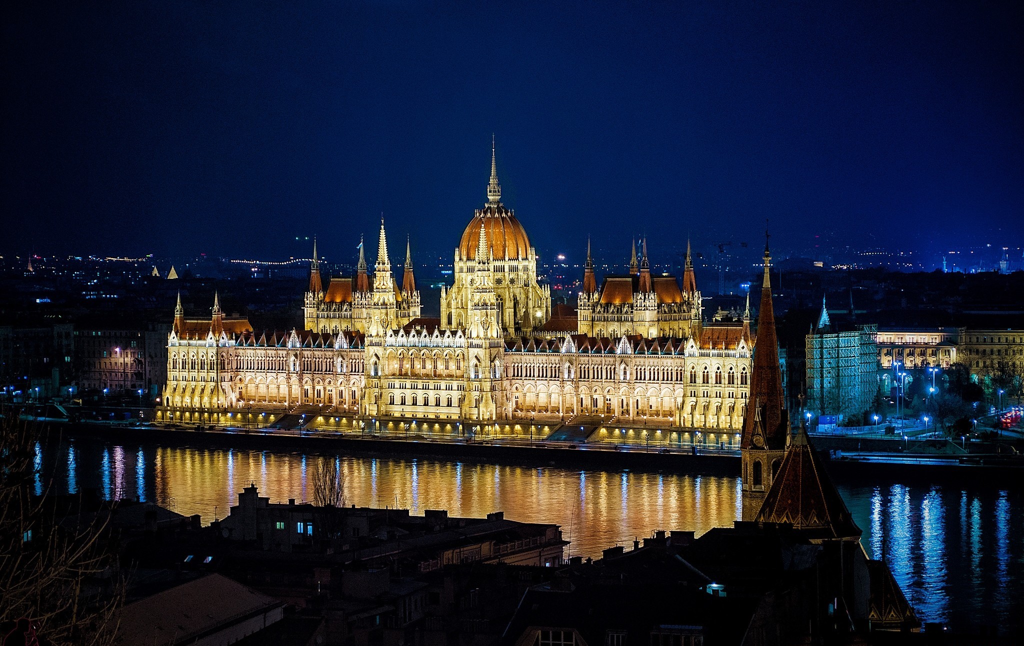 Budapest Hungarian Parliament Building Hungary Night 2048x1293