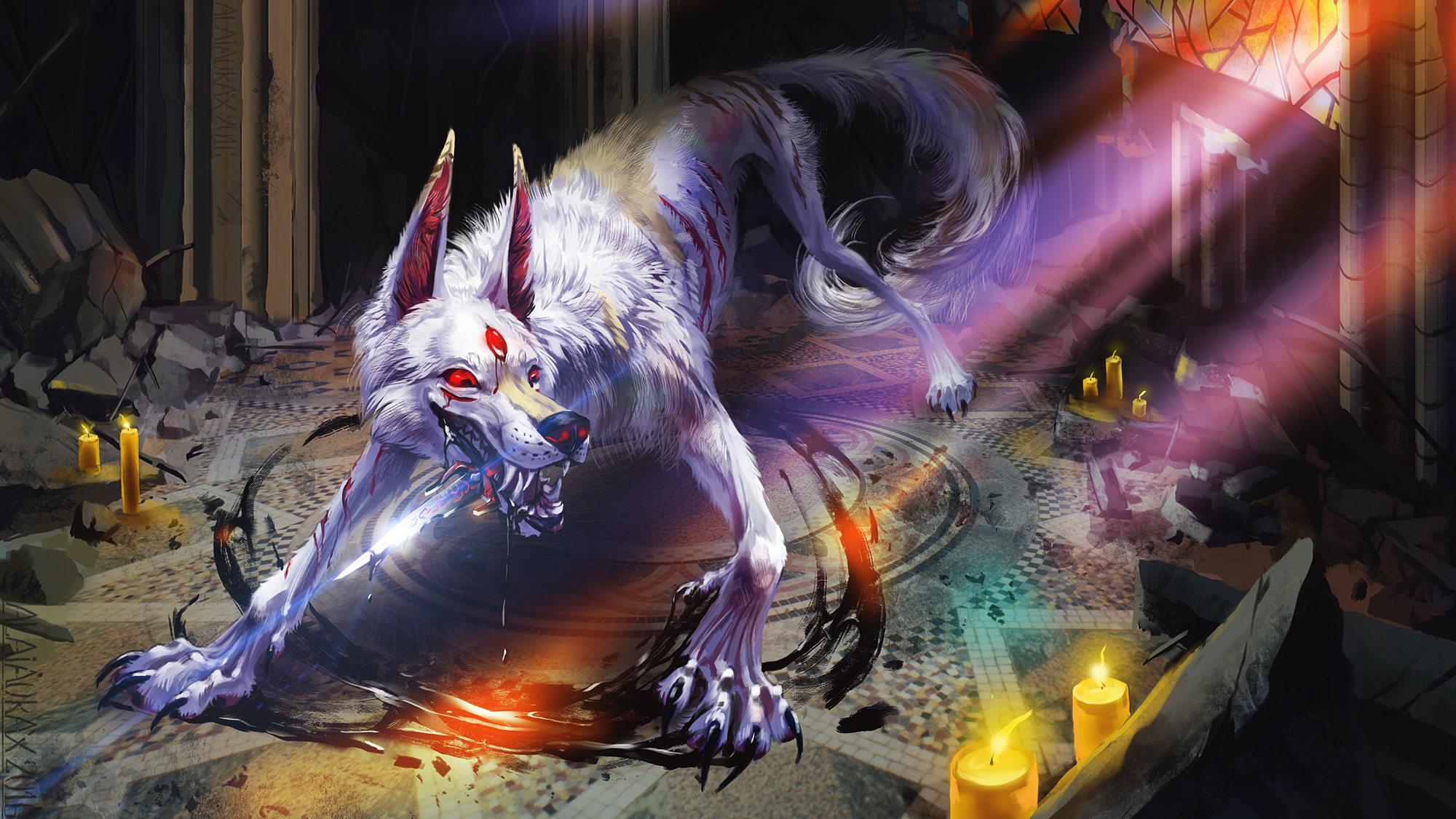 Animal Candle Creature Occult Sunbeam Wolf 2000x1125