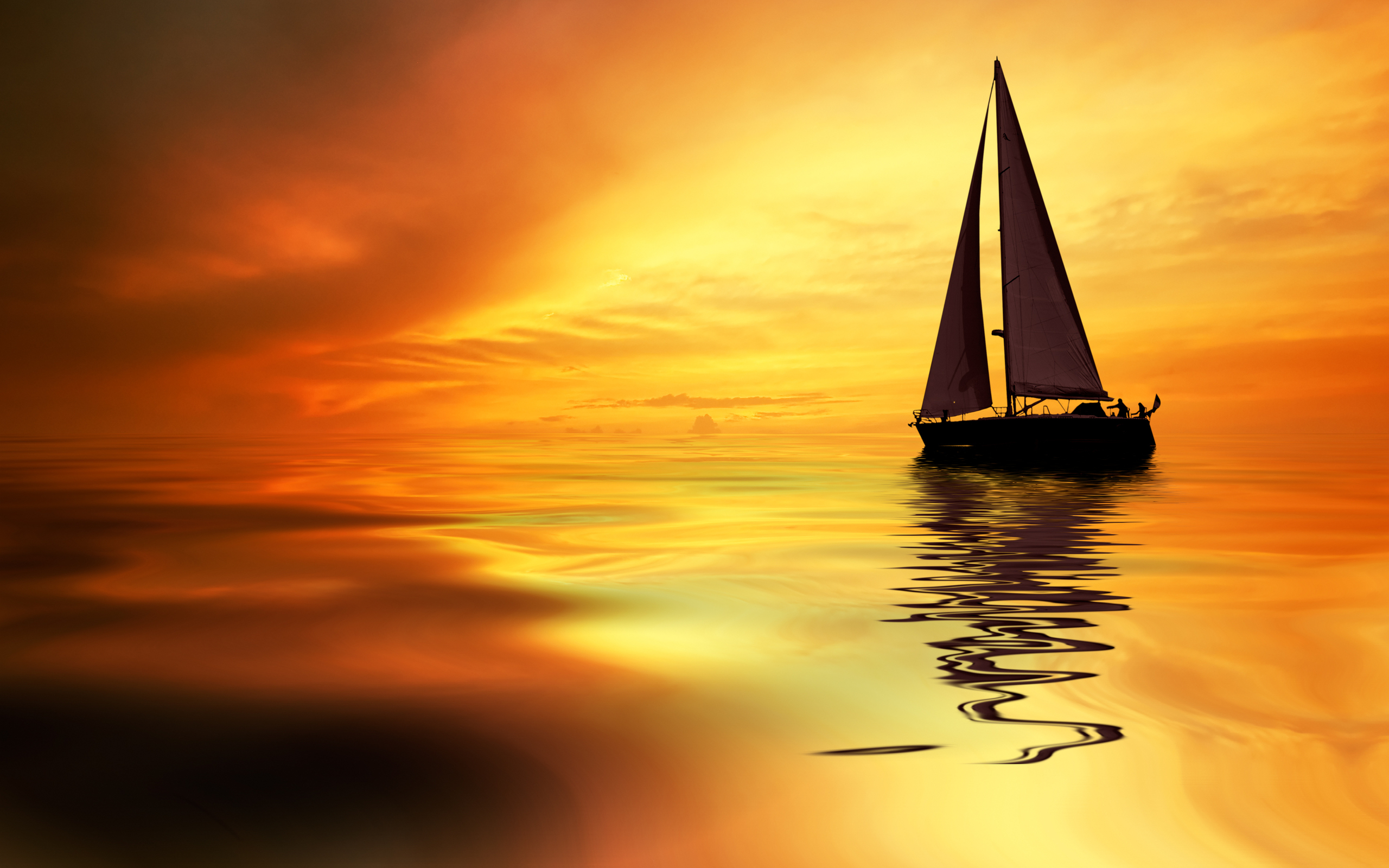 Sailboat Sun Sunset Yacht 2560x1600