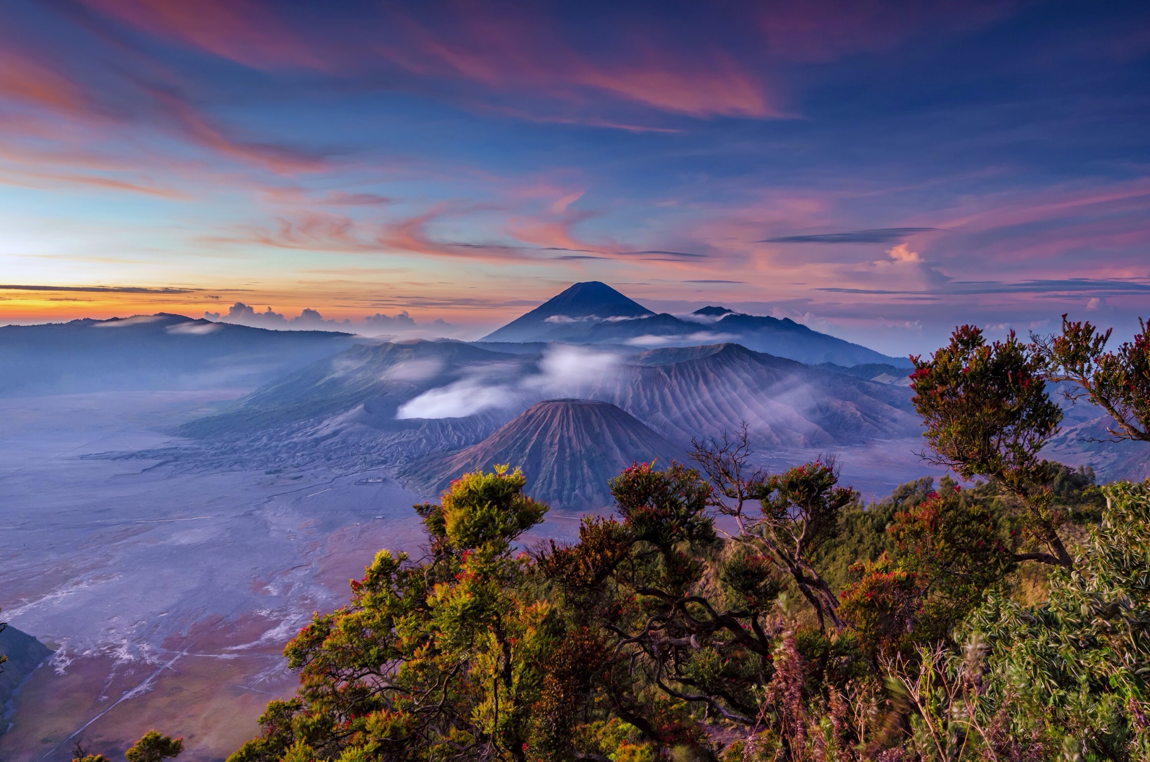 Indonesia Java Indonesia Landscape Mount Bromo Stratovolcano Sunrise Volcano 2318x1536