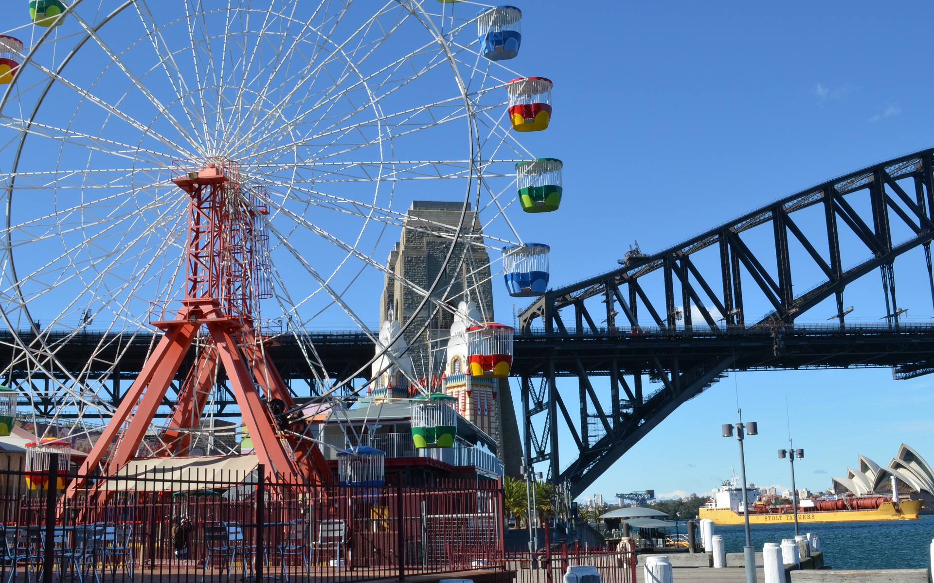 Australia Bridge Ferris Wheel Luna Park Sydney Sydney Harbour Bridge Tanker 1920x1200