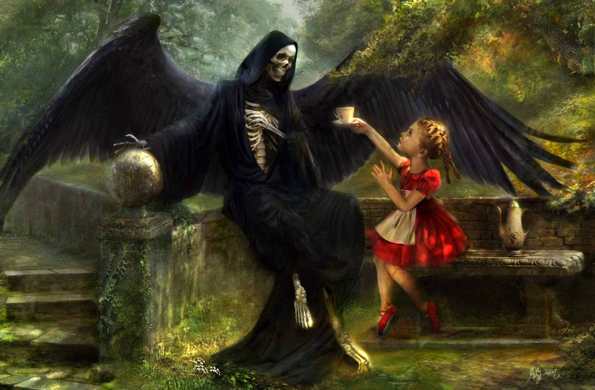 Child Dark Death Fantasy Girl Grim Reaper Little Girl Skeleton 2064x1354