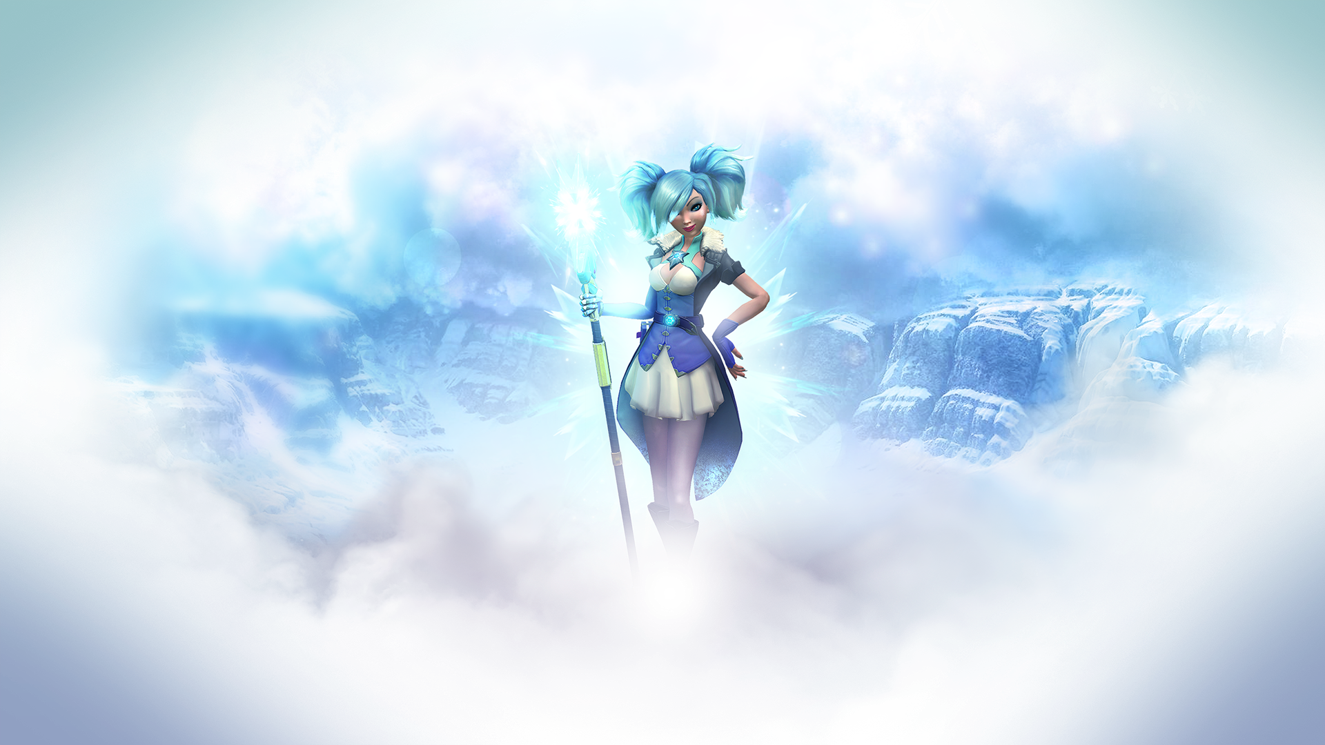 Belt Blue Hair Evie Paladins Girl Glove Paladins Video Game Skirt Smile Twintails 1920x1080