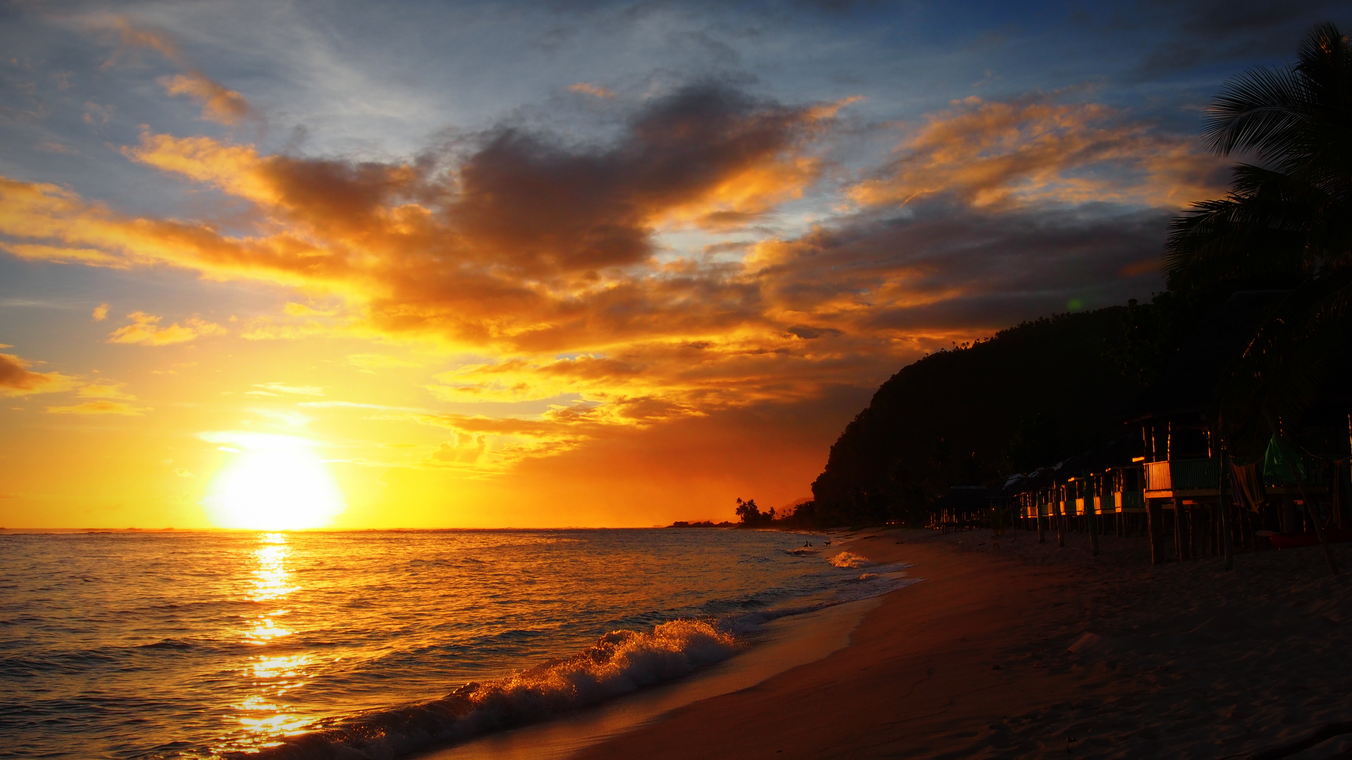 Ocean Pacific Polynesia Samoa Sea Seashore Sunset 4608x2592