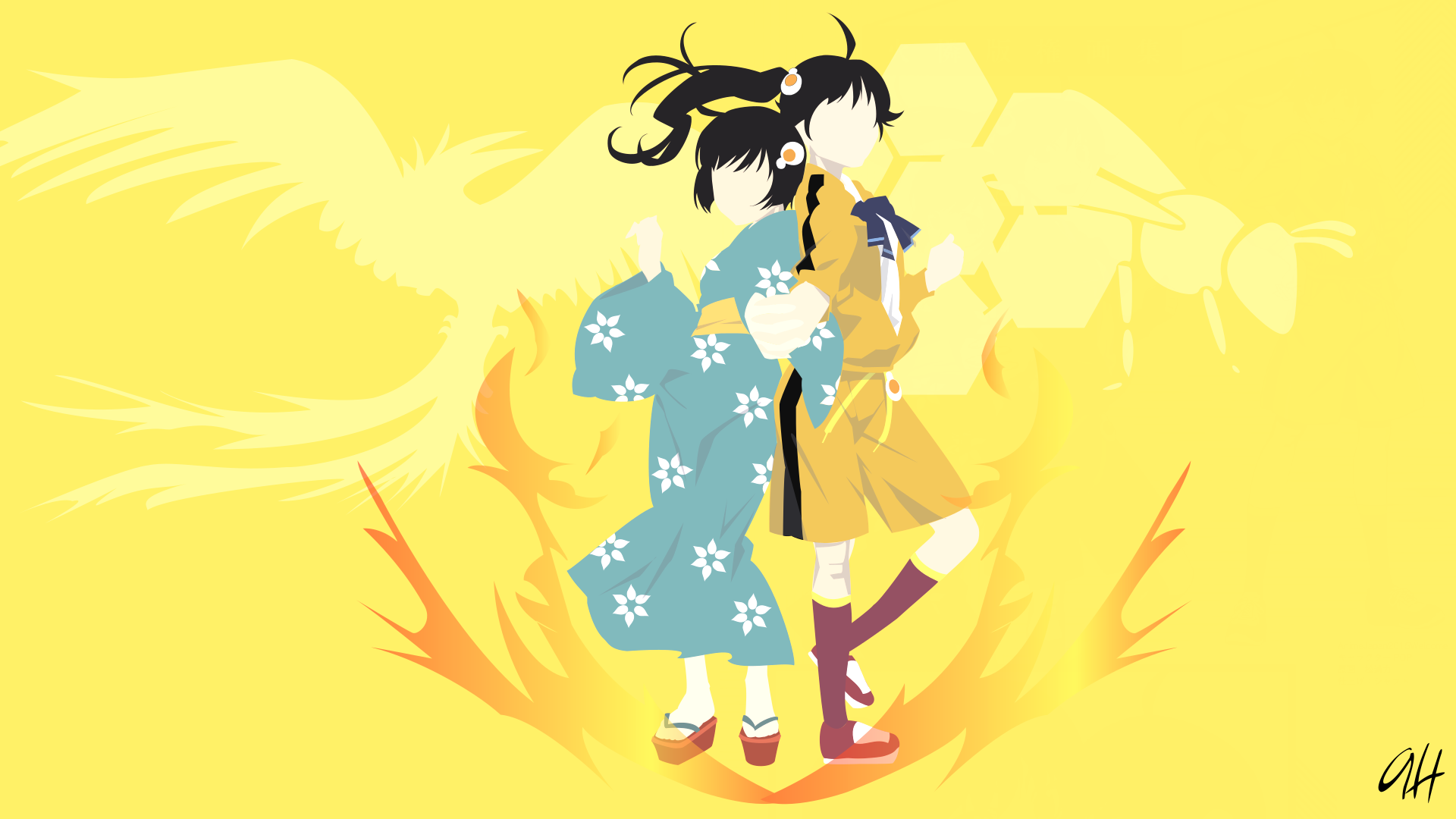 Karen Araragi Minimalist Monogatari Series Nisemonogatari Tsukihi Araragi 1920x1080