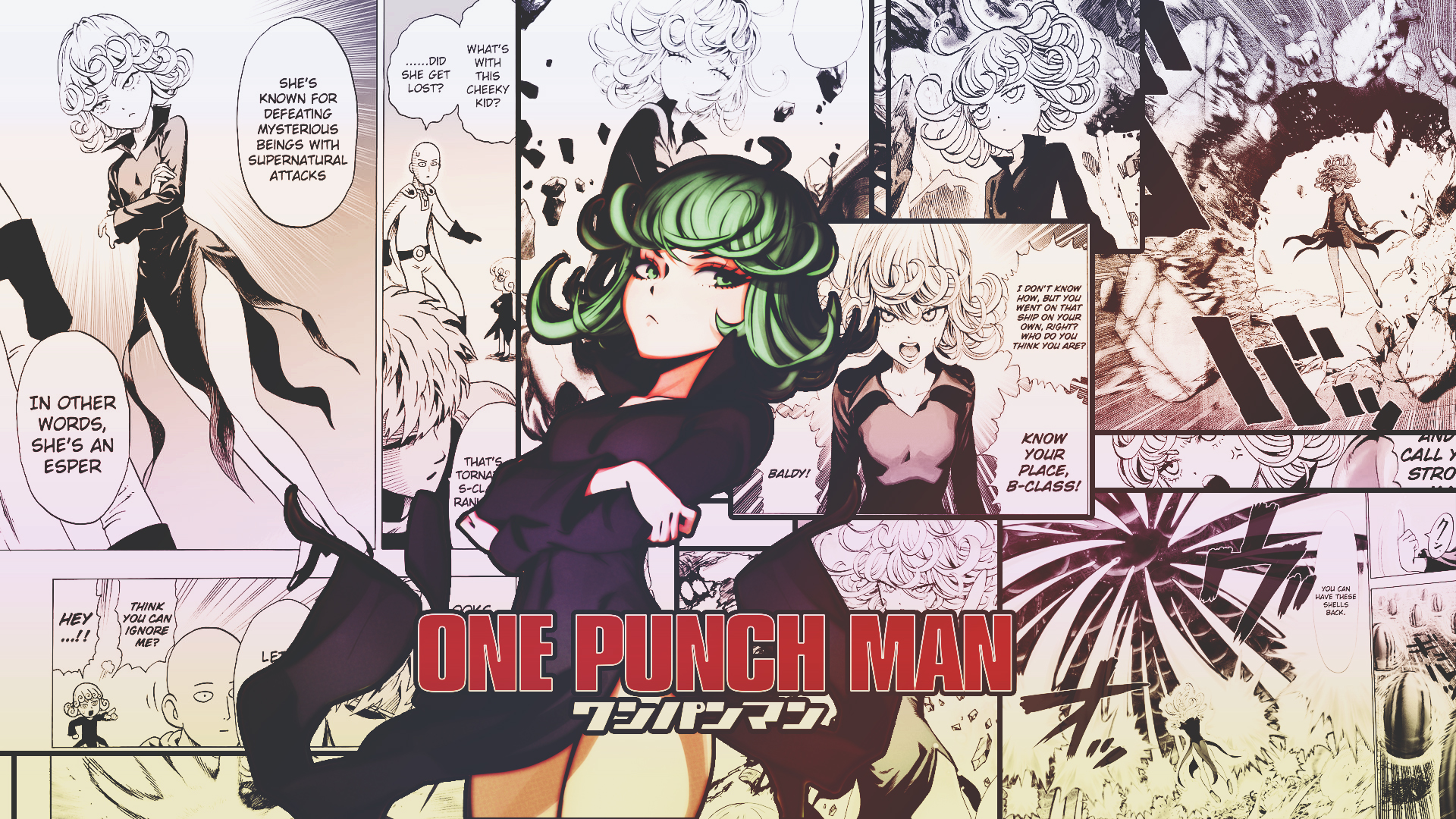 Anime Black Dress Dress Girl Green Eyes Green Hair One Punch Man Tatsumaki One Punch Man 1920x1080