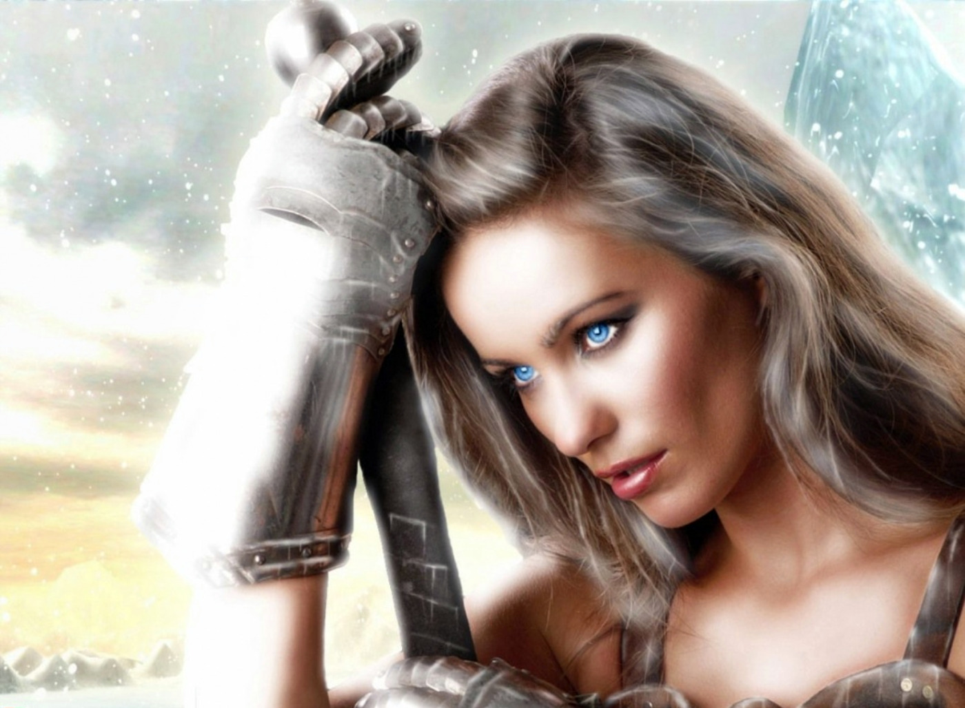 Gauntlet Snow Sword Warrior Woman Woman Warrior 1400x1028