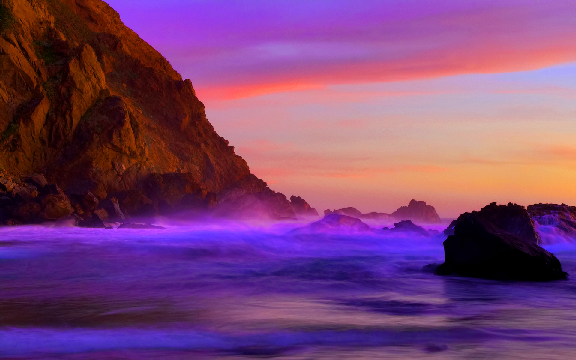 Cliff Coastline Ocean Purple Rock Scenic Sea Shore Shoreline 1920x1200