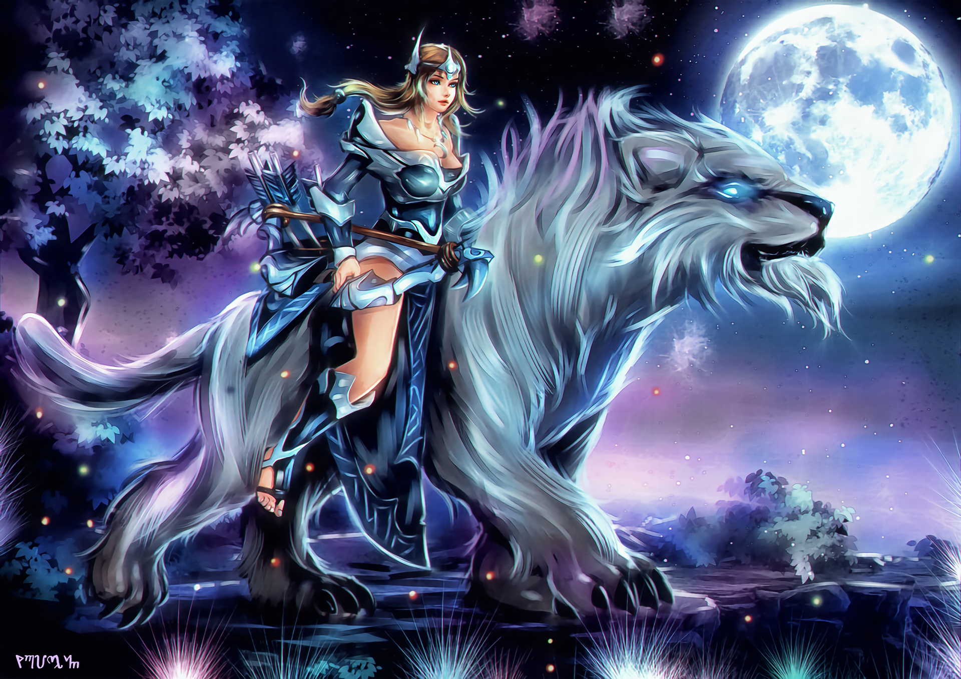Beast Dota 2 Fantasy Girl Mirana Dota 2 Moon Video Game Woman Woman Warrior 1920x1357