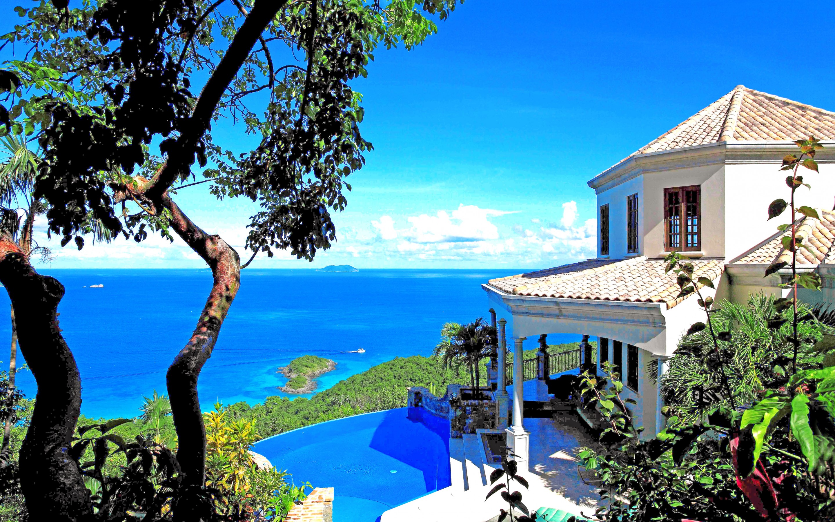 House Island Luxury Man Made Ocean Pool Tropical Vacation 2880x1800