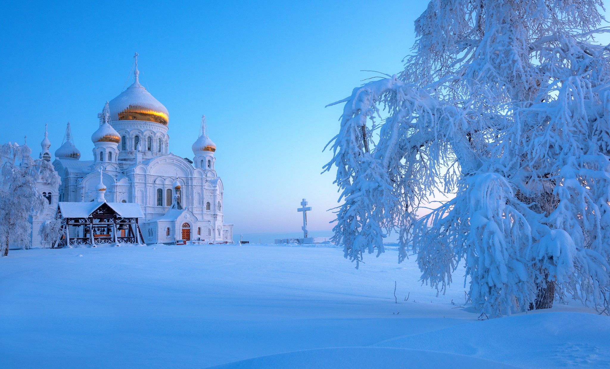 Belogorsky Monastery Church Man Made Monastery Russia Snow Tree Winter 2048x1239