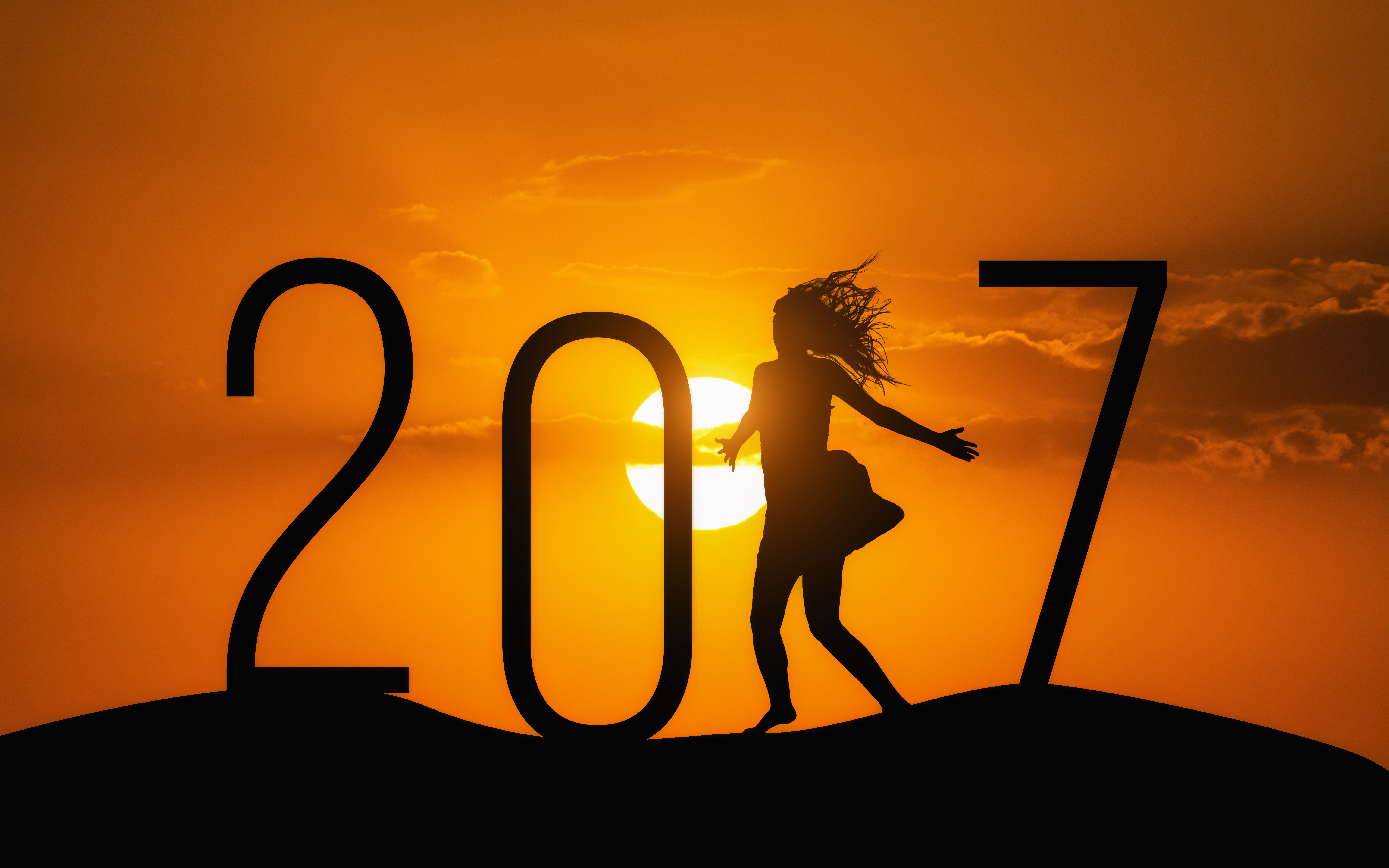 Girl Holiday New Year New Year 2017 Silhouette Sunset 6000x3750