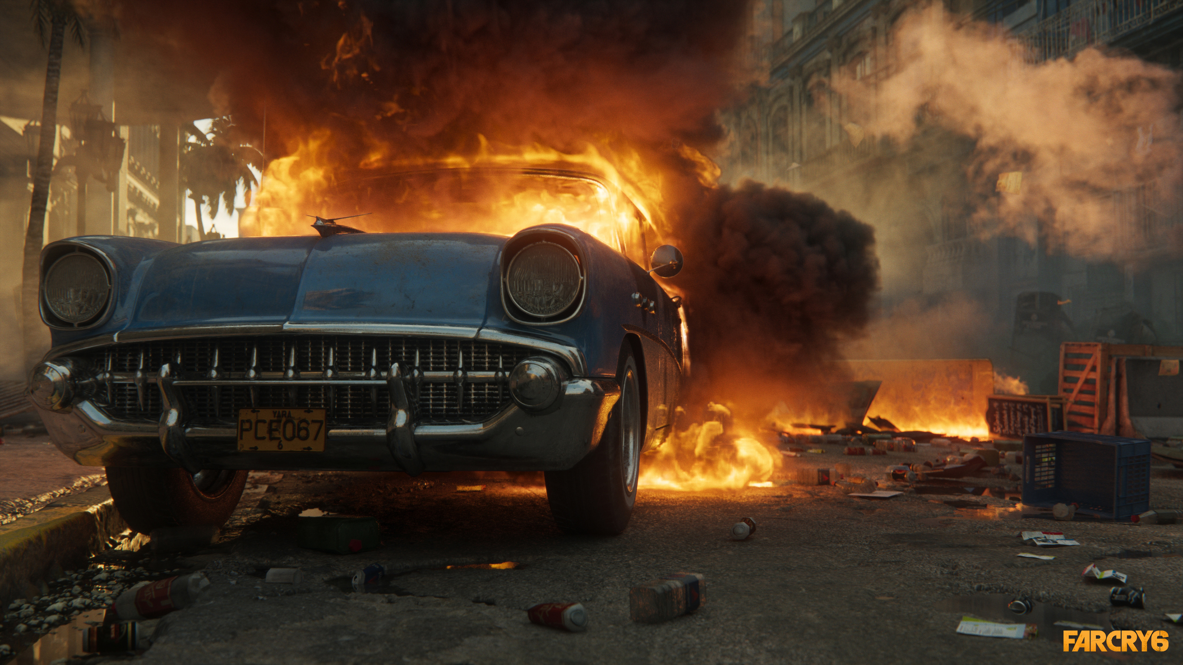 Far Cry Far Cry 6 Video Games Car Fire 3840x2160