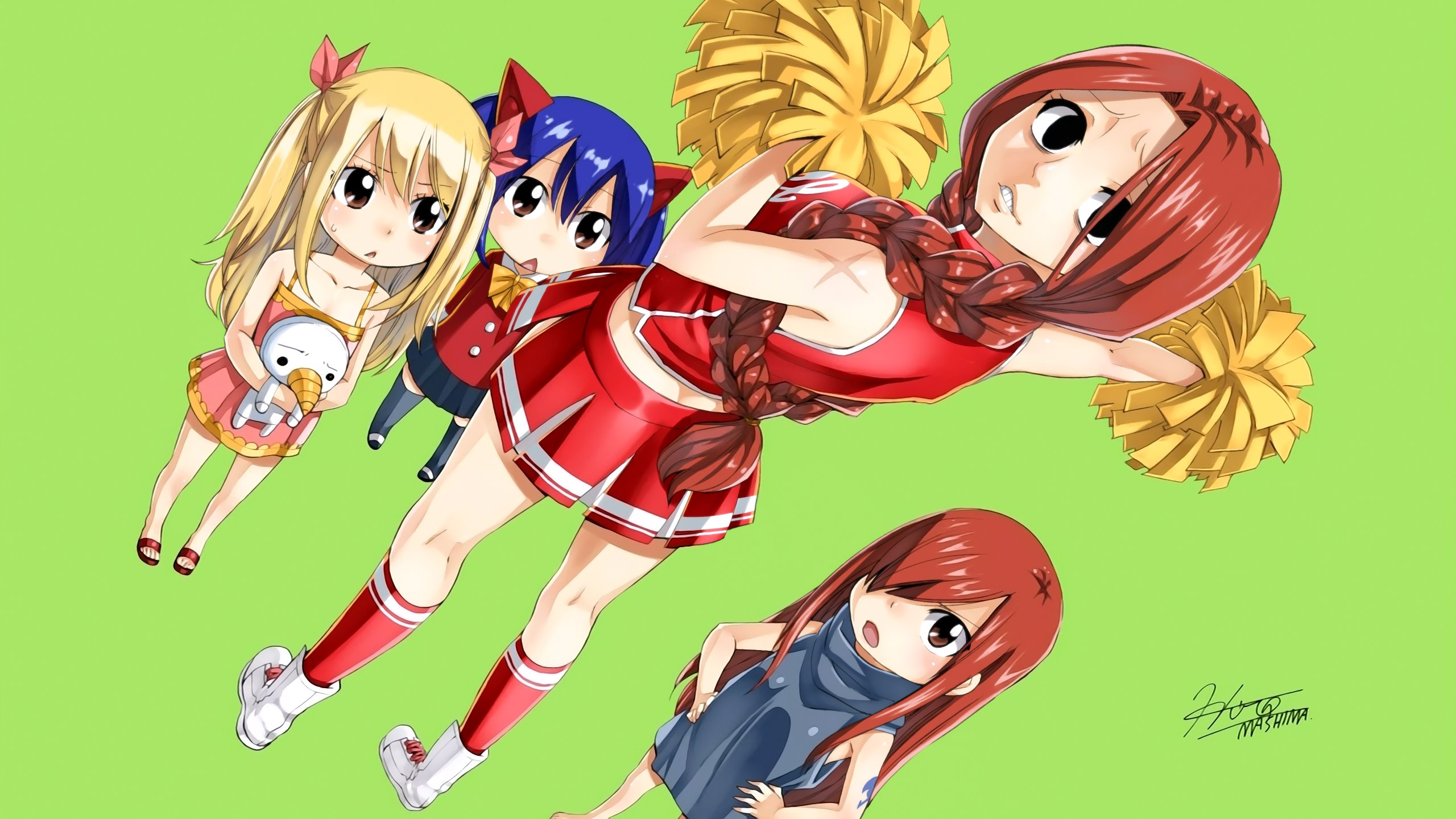Erza Scarlet Flare Corona Lucy Heartfilia Plue Fairy Tail Wendy Marvell 2560x1440