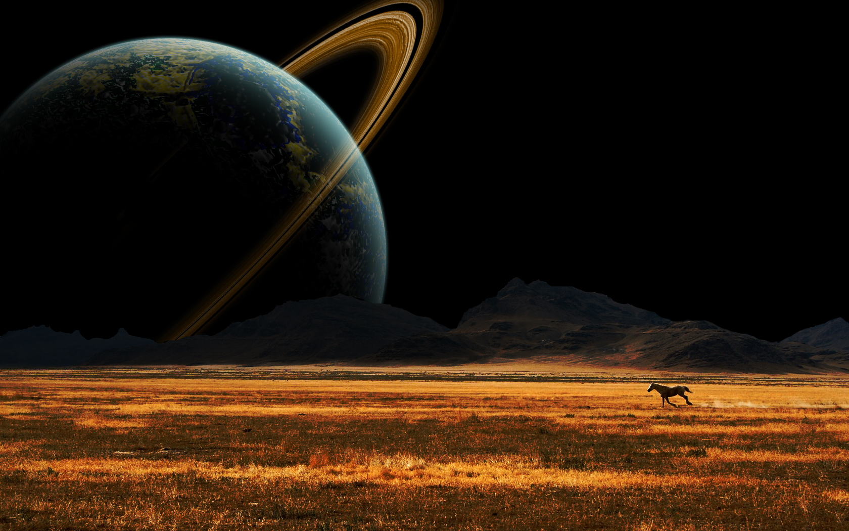 Artistic Horse Landscape Planet Sci Fi 1680x1050