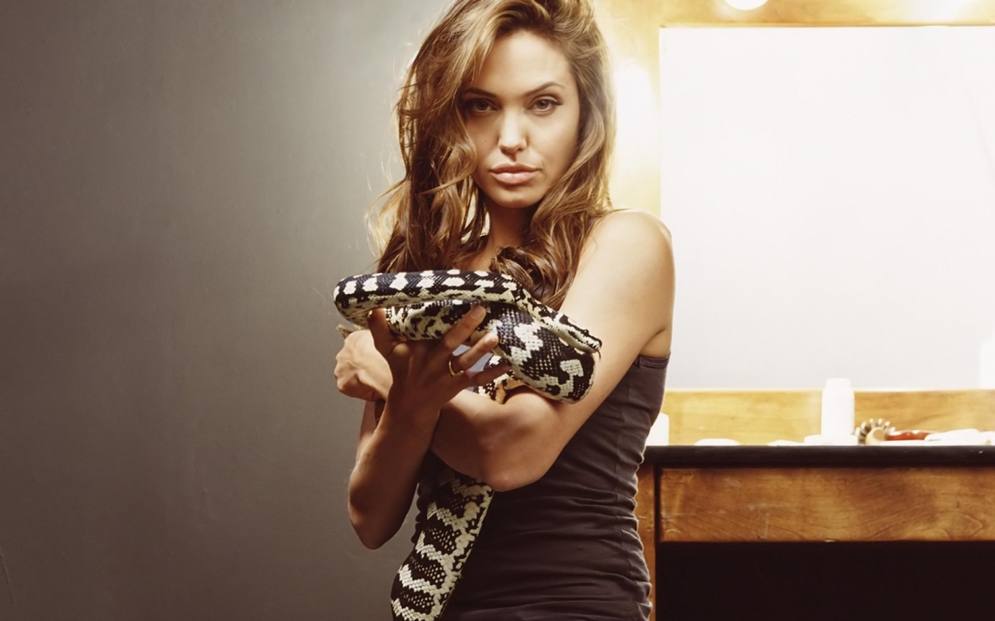 Angelina Jolie Brunette Sensual Snake Woman 1440x900