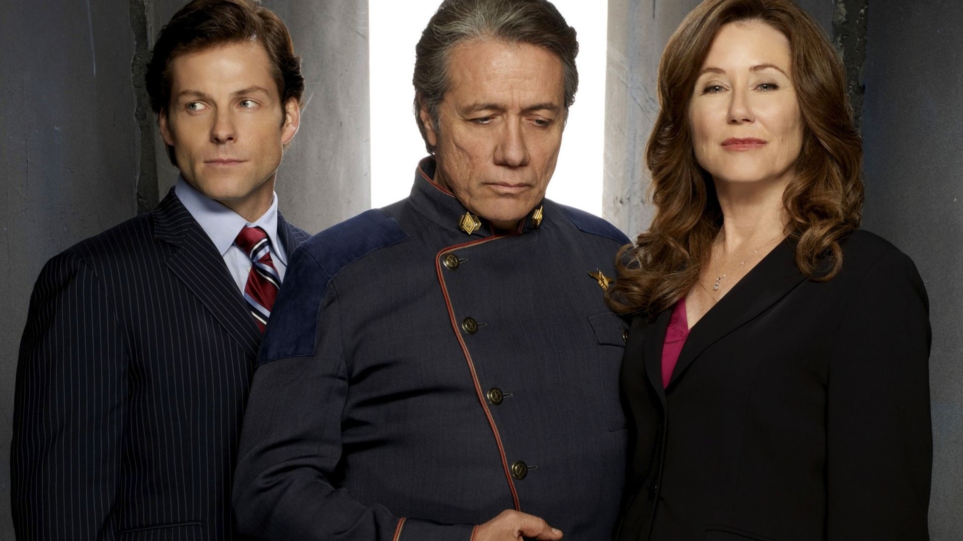 Battlestar Galactica Laura Roslin Lee Adama William Adama 1920x1080