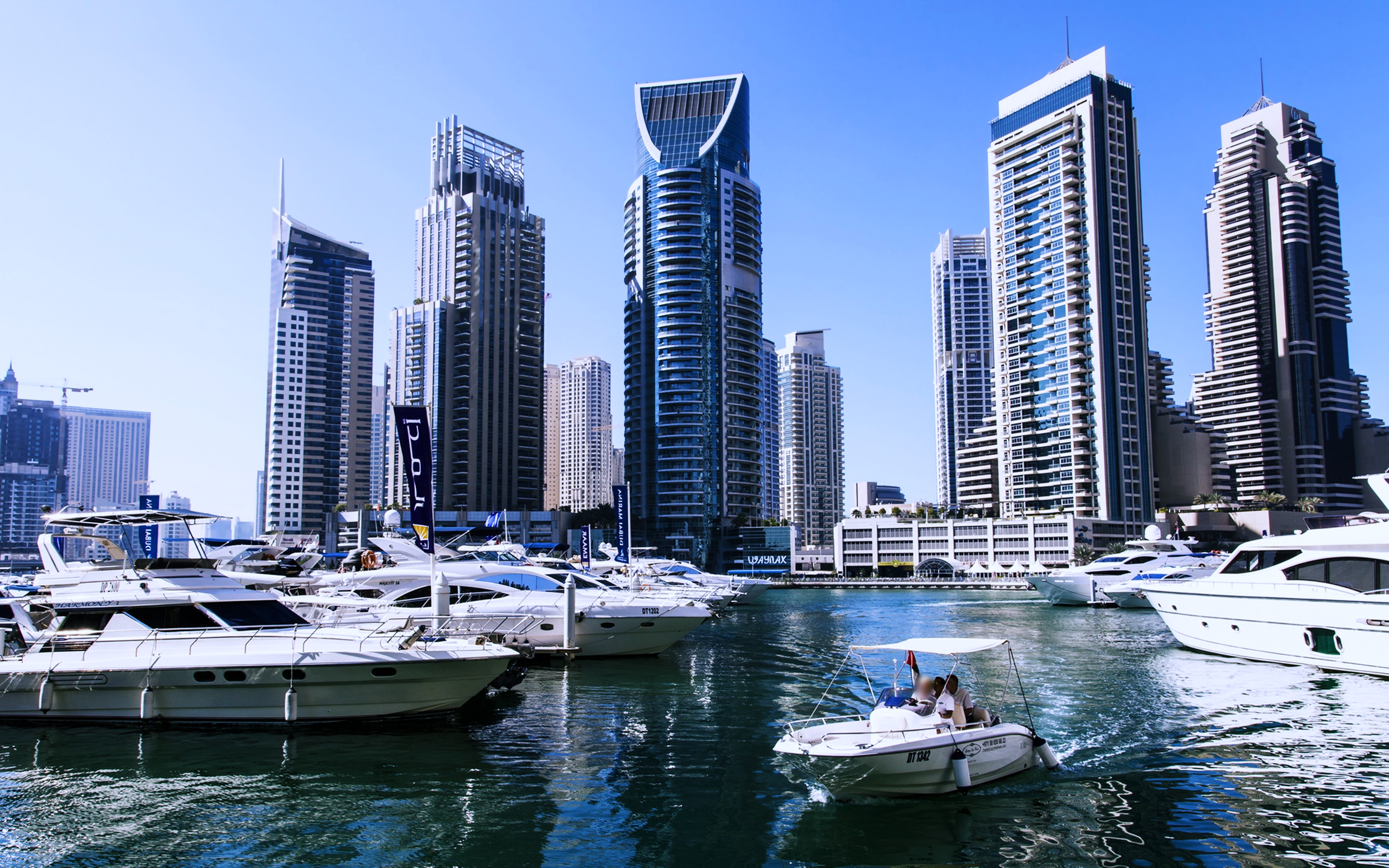 Boat Building Dubai Harbor Sea Skyscraper Yacht 3840x2400