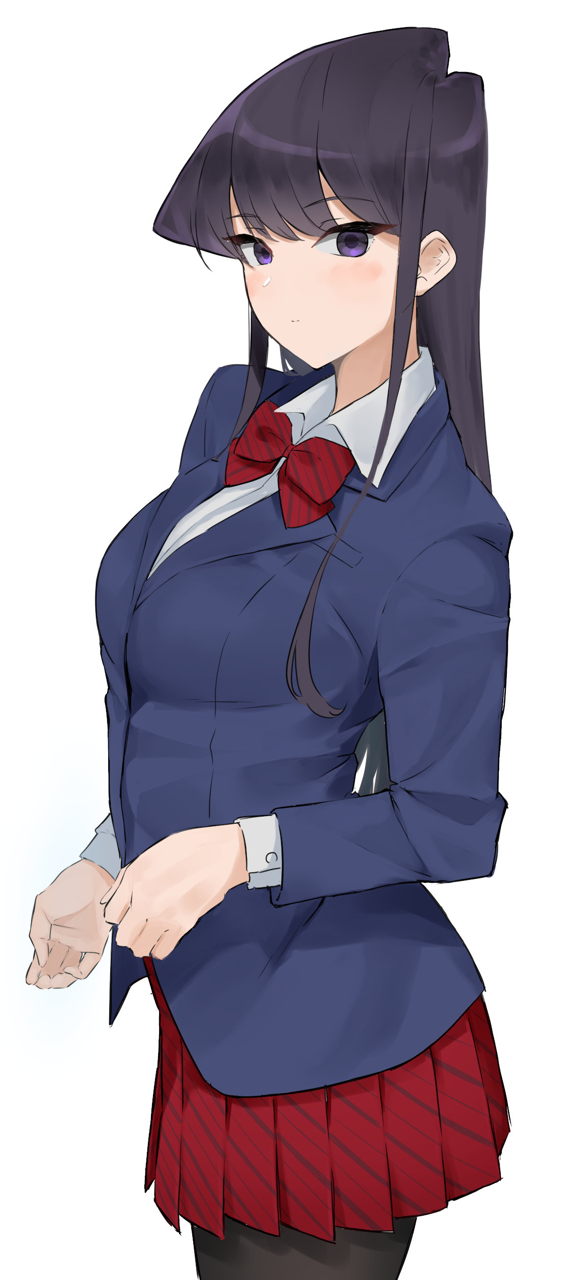 Komi San Wa Comyushou Desu Anime Girls School Uniform JK Black Coat Long Hair Black Hair Vertical 2D 1108x2508