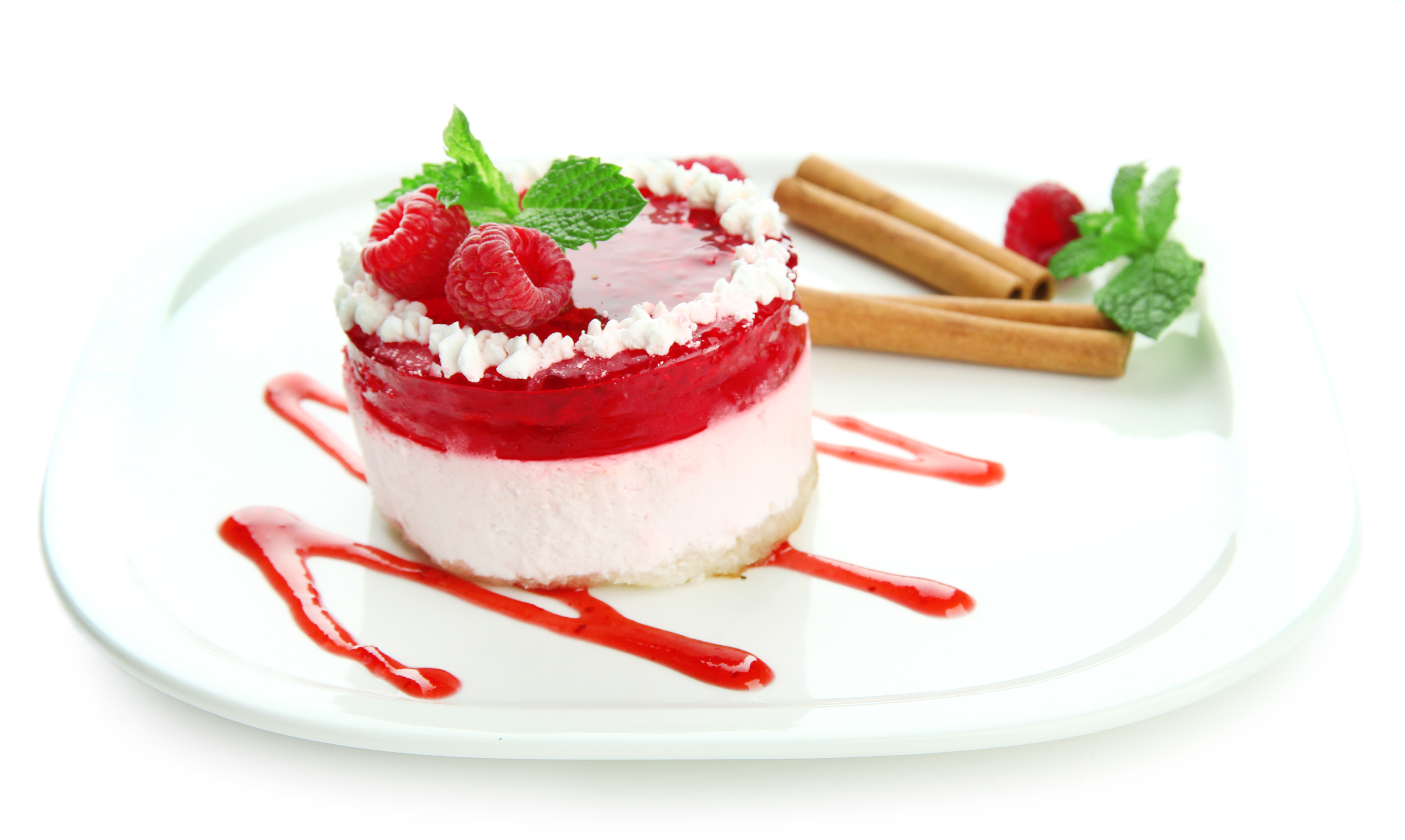 Cake Dessert Mint Raspberry Sweets 5018x3003