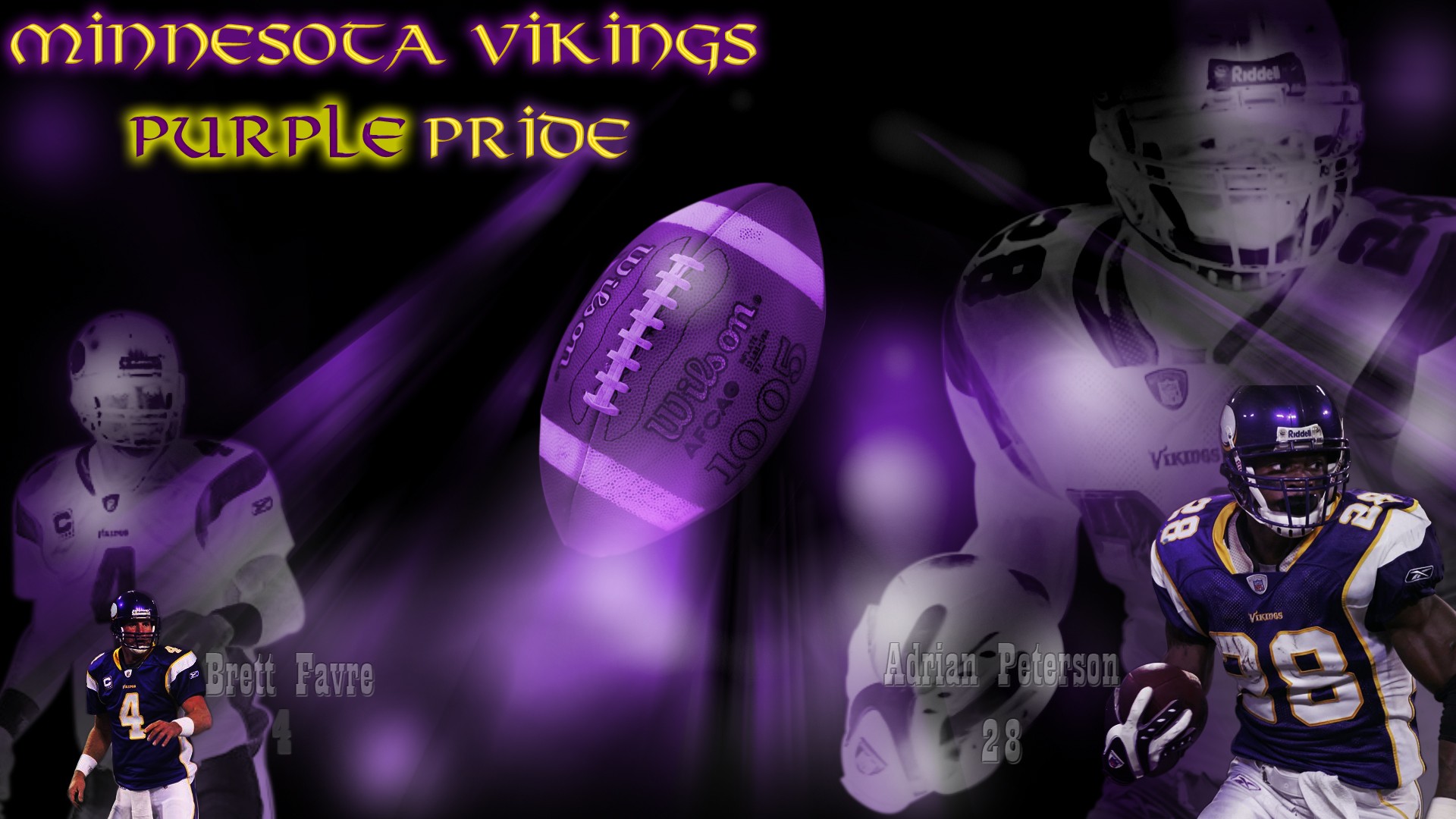 Adrian Peterson Brett Favre Football Gridiron Minnesota Vikings Purple 1920x1080