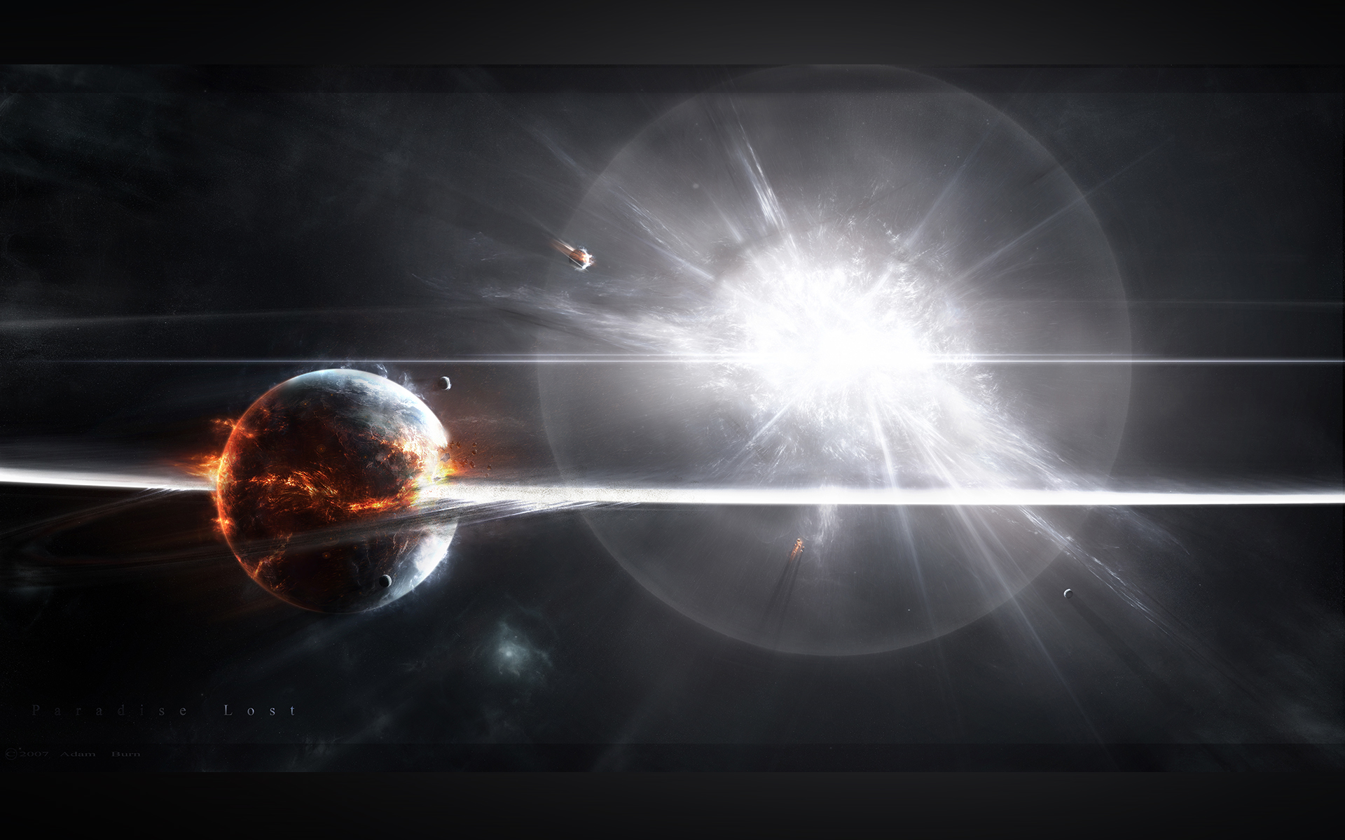 Cgi Destruction Energy Explosion Moon Planet Space Star Sun Supernova 1920x1200