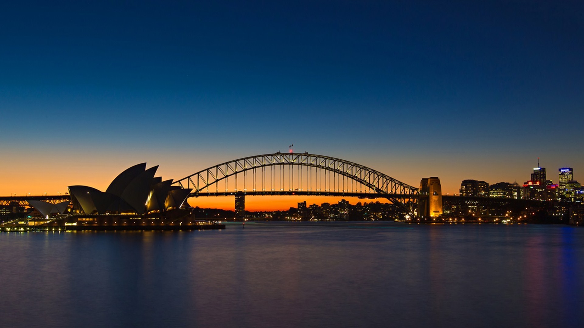 Australia Bridge Night Sydney Sydney Harbour Bridge Sydney Opera House 1920x1080