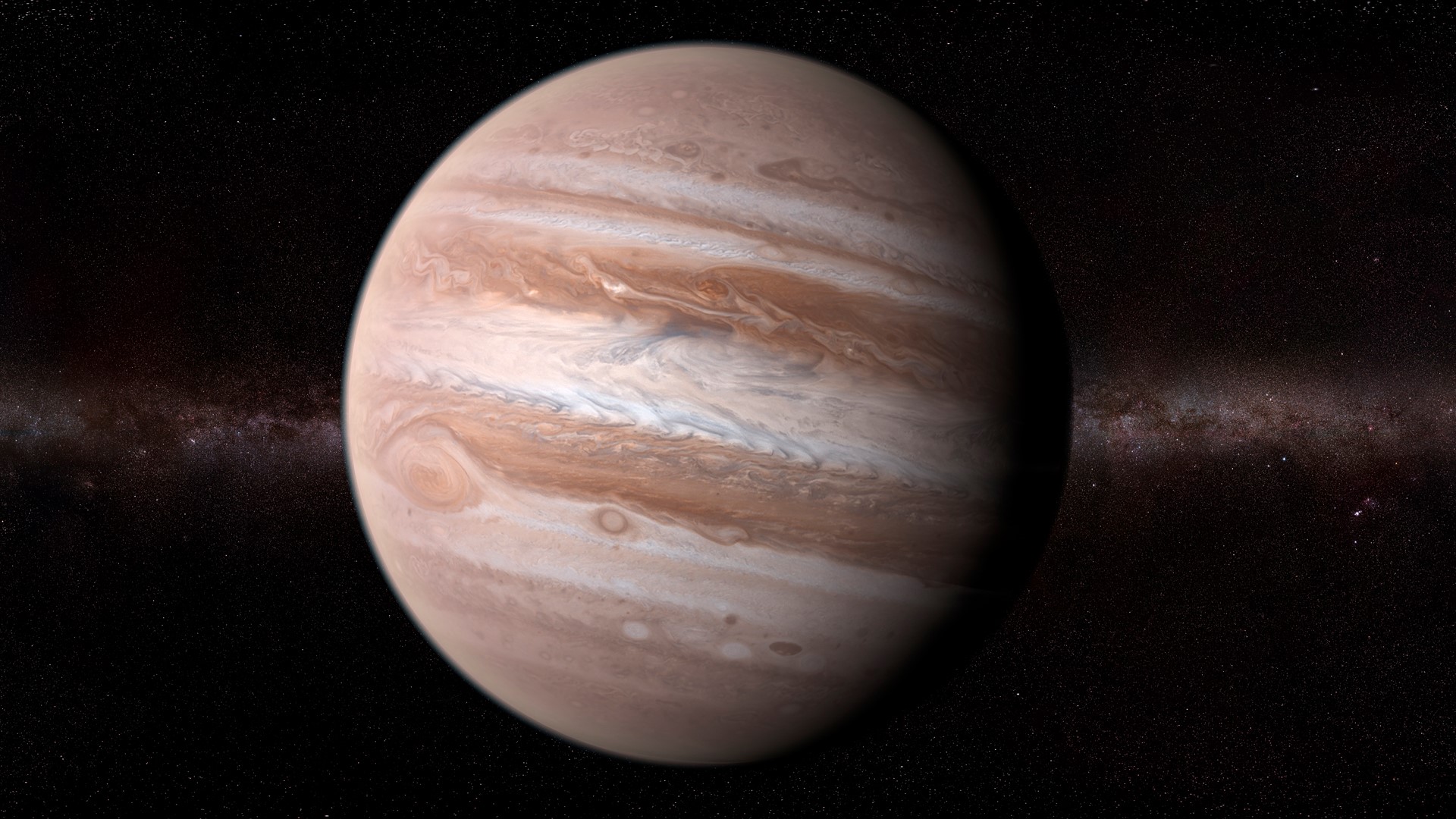 Space Stars Planet Jupiter Great Red Spot Solar System 1920x1080
