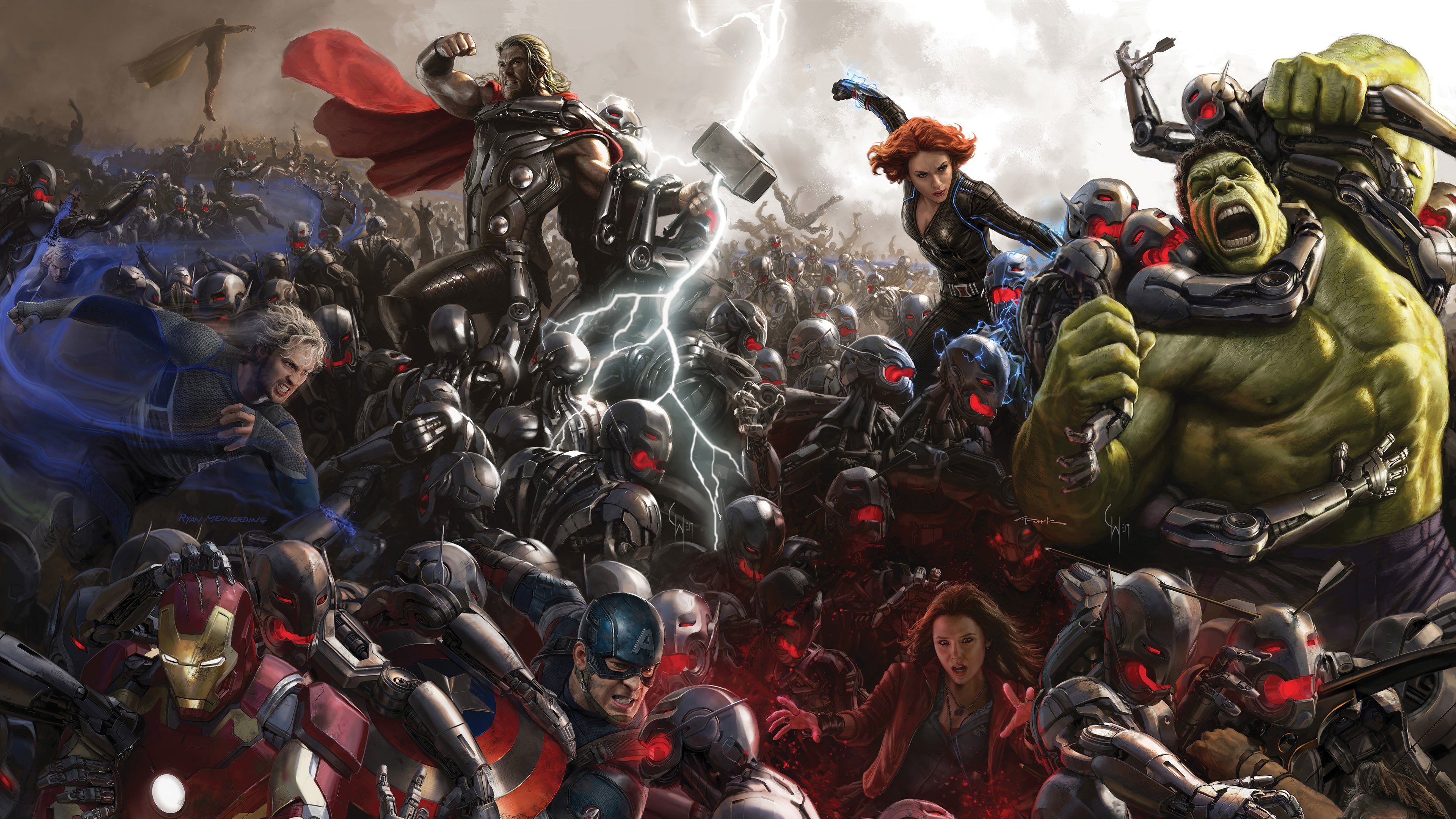 Black Widow Captain America Hulk Iron Man Quicksilver Marvel Comics Scarlet Witch Thor Vision Marvel 3840x2160