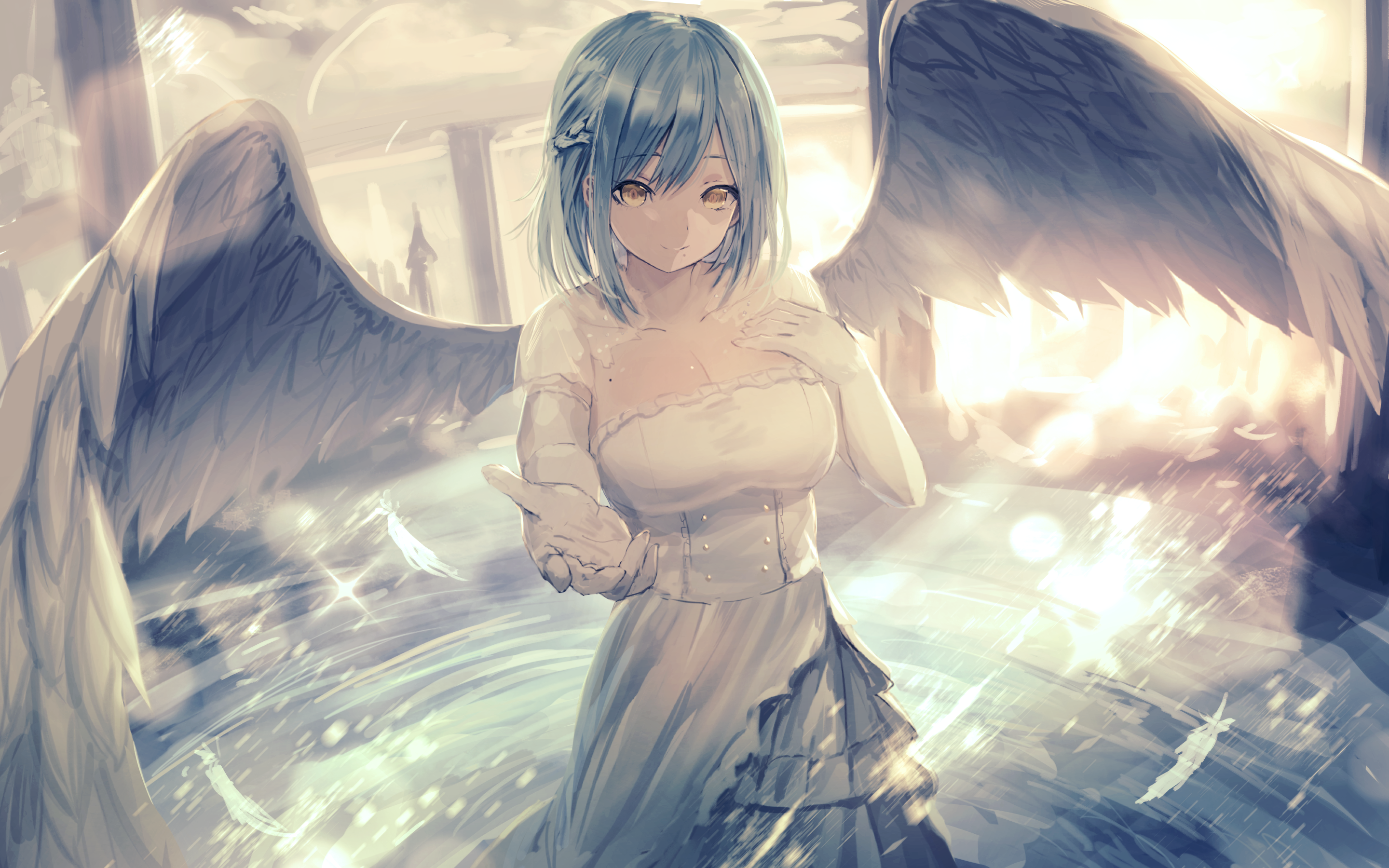 Anime Girls Anime Digital Art Moira Nijisanji Angel Wings Misaki Nonaka 2880x1800