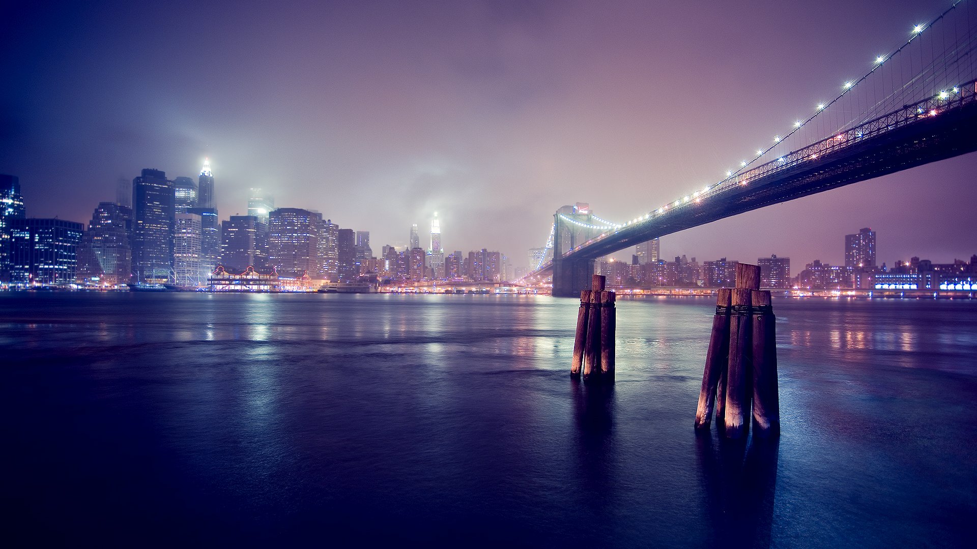 Bridge New York Night 1920x1080