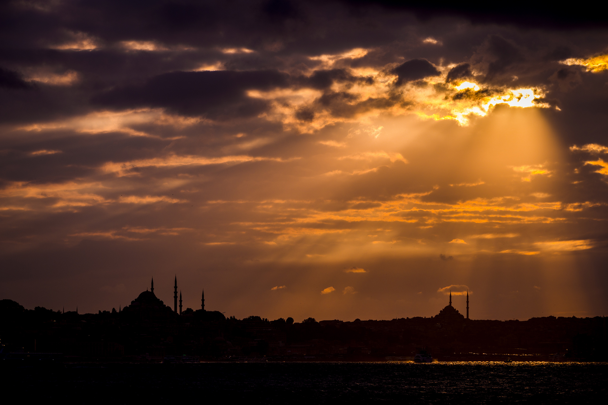 Cloud Istanbul Mosque Silhouette Sky Sunbeam Sunset 2048x1365