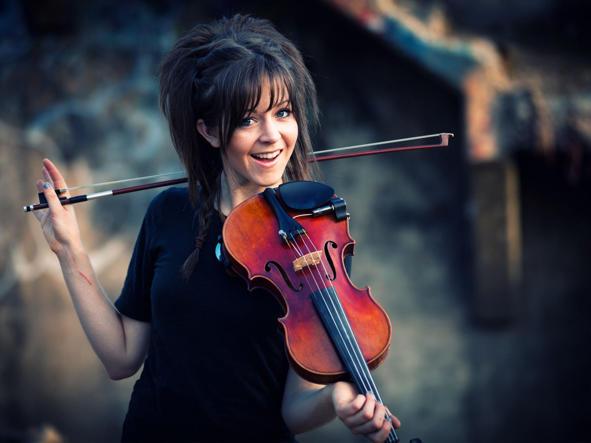 Brunette Lindsey Stirling Violin Woman 1920x1440