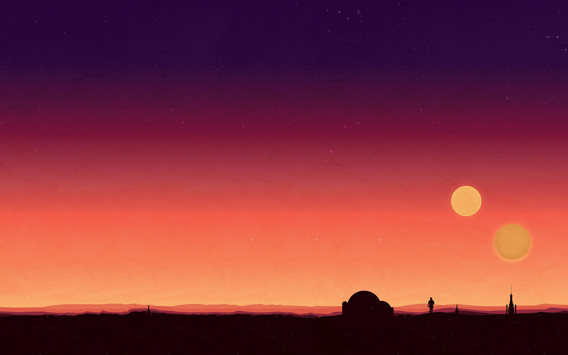 Desert Luke Skywalker Star Wars Stars Sunset Tatooine Star Wars Orange Color 1920x1200