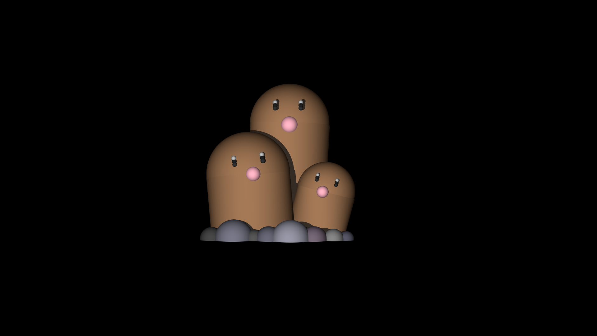 Pokemon Simple Background Black Background Dugtrio Pokemon 3D CGi Render 1920x1080