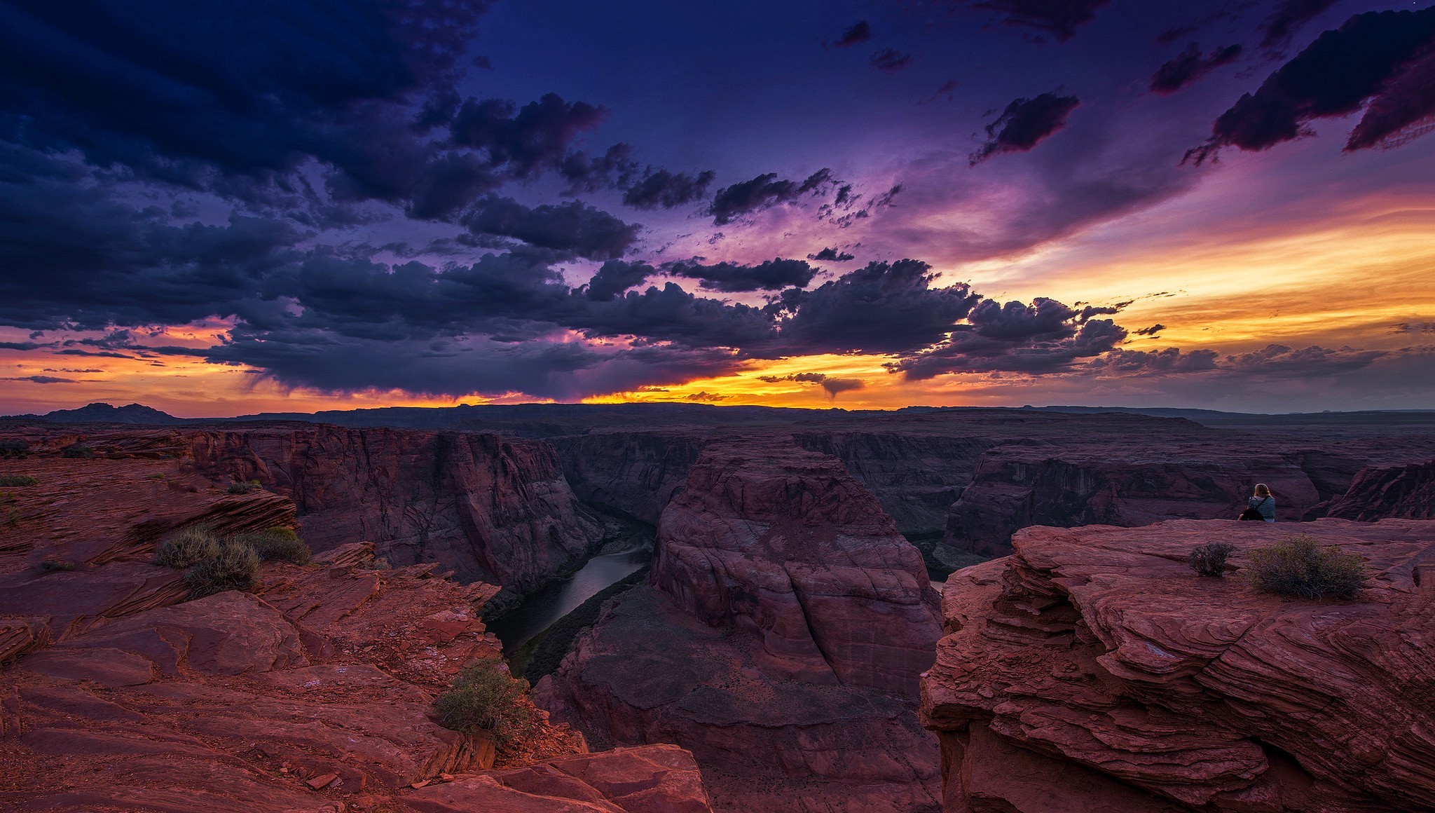 Arizona Canyon Evening Grand Canyon Secluded Sunset 2048x1160