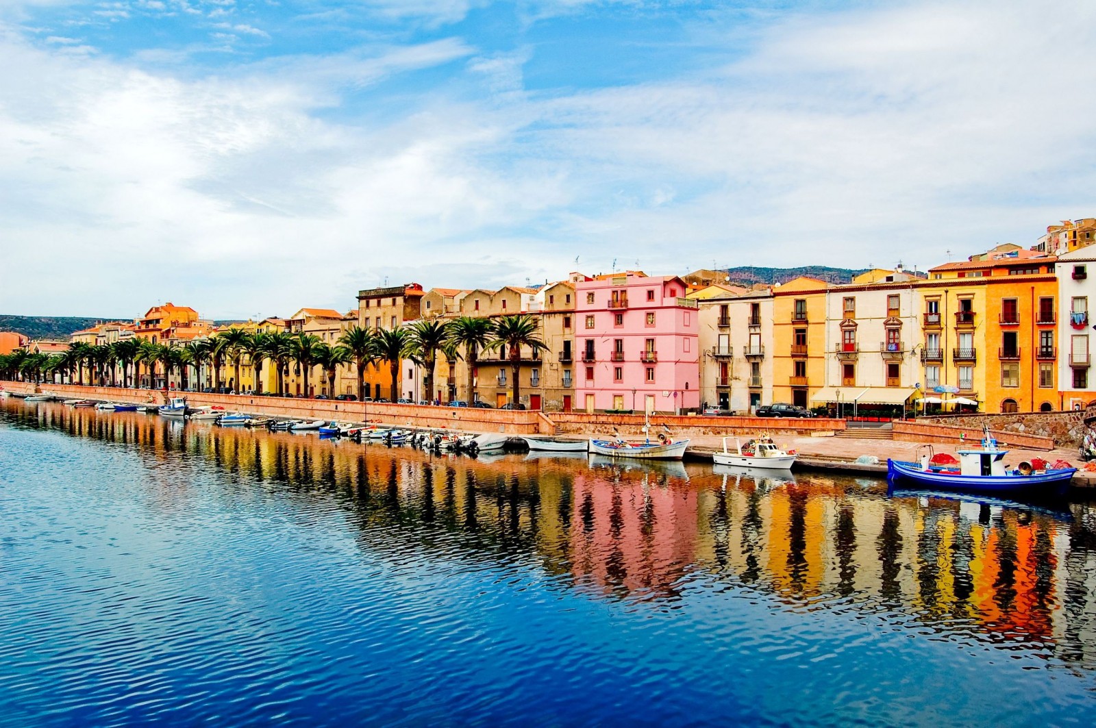 Boat Canal Colors House Italy Man Made Sardinia Town 1600x1063