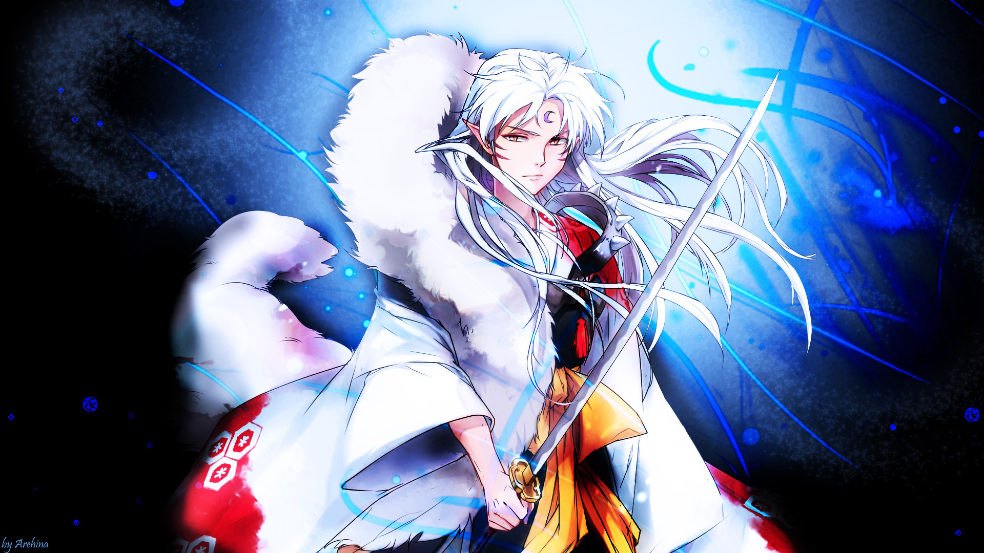 Inuyasha Katana Long Hair Sessh Maru Inuyasha White Hair 1920x1080