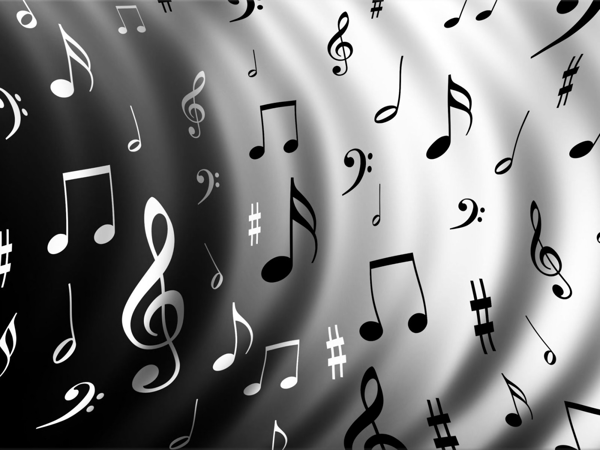 Music Musical Note Pattern Silver 1920x1440