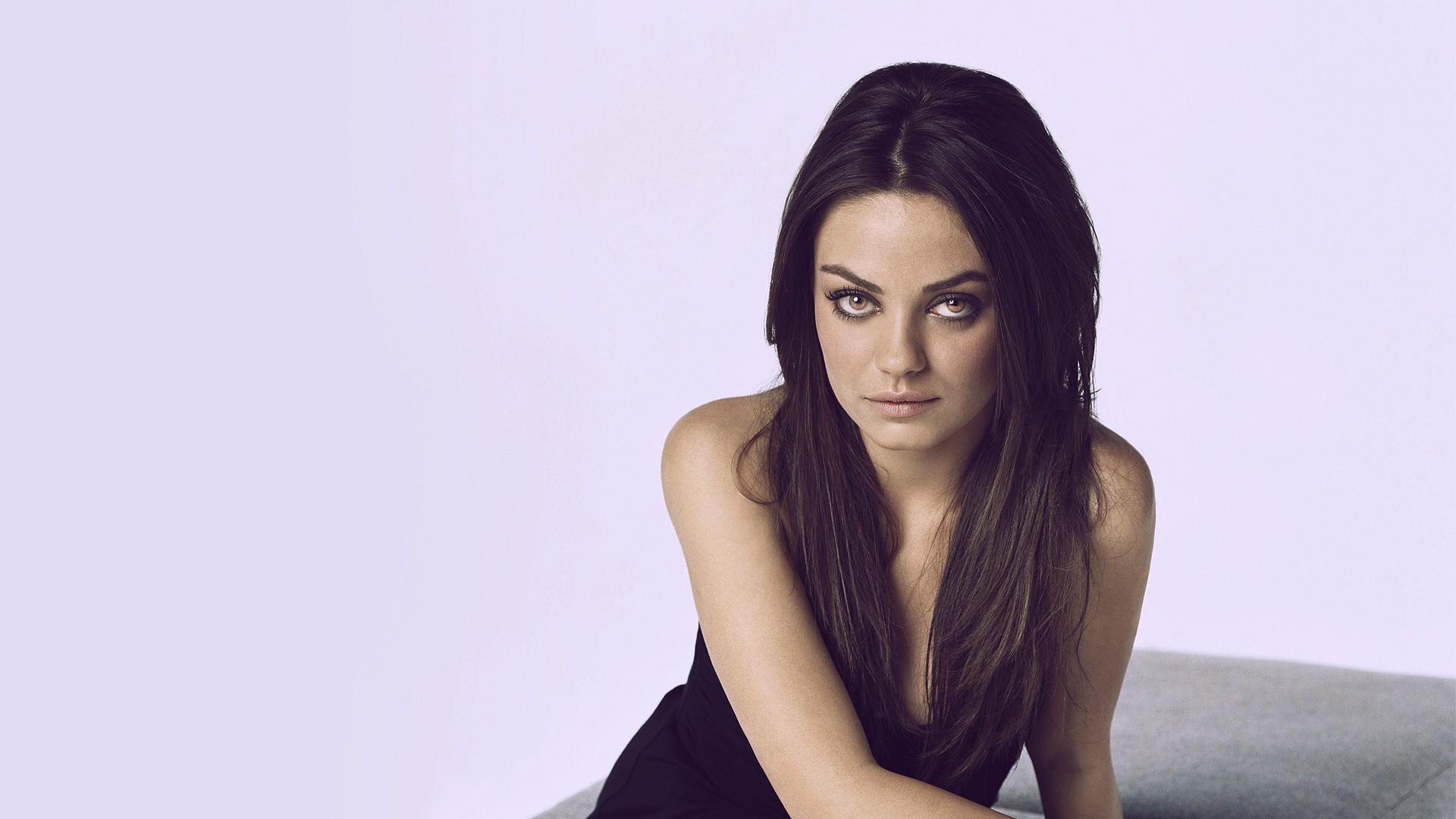 Brown Eyes Brunette Close Up Girl Long Hair Mila Kunis Smile 1920x1080