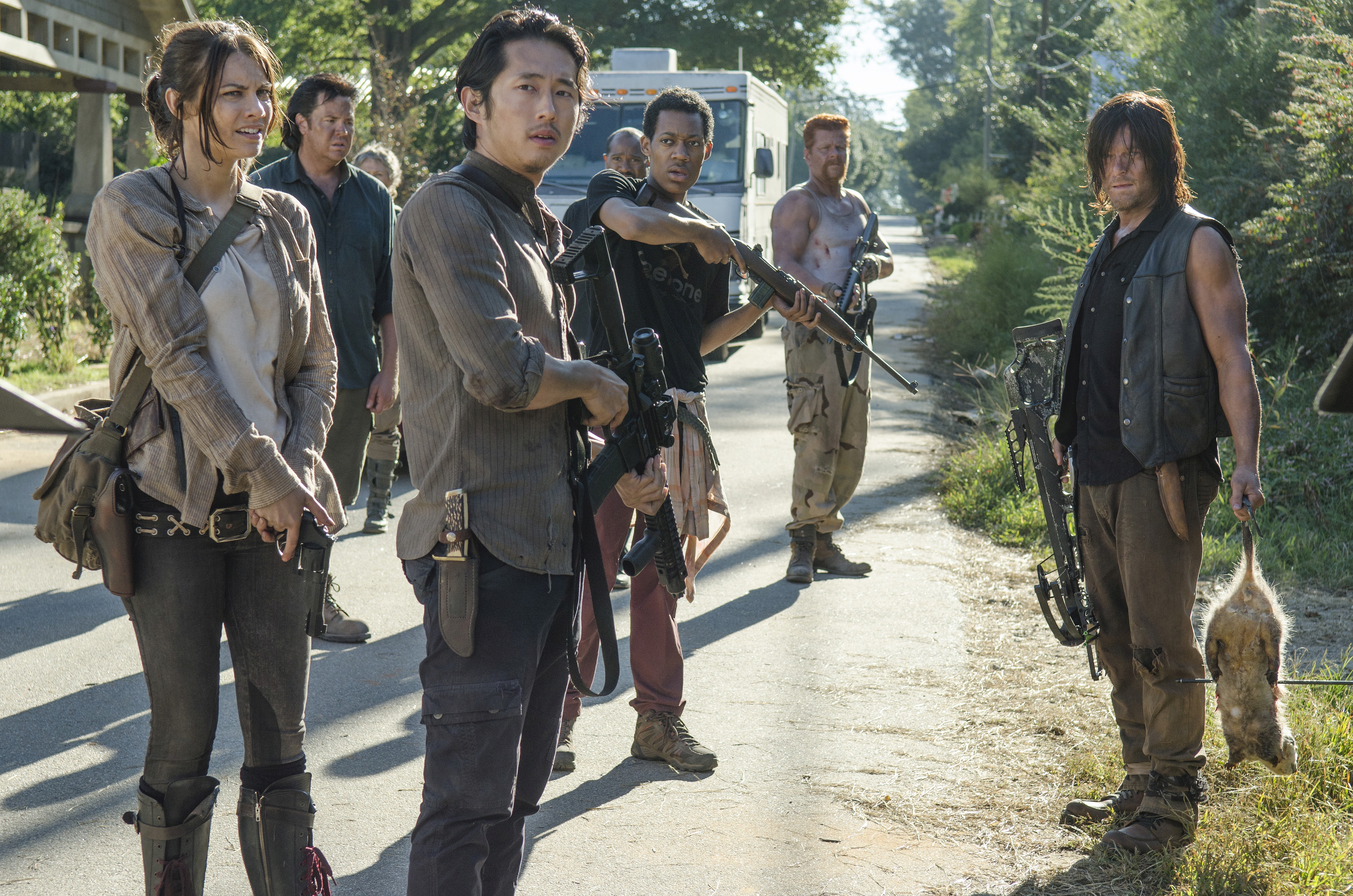 Abraham Ford Daryl Dixon Glenn Rhee Lauren Cohan Maggie Greene Michael Cudlitz Norman Reedus Steven  4950x3279