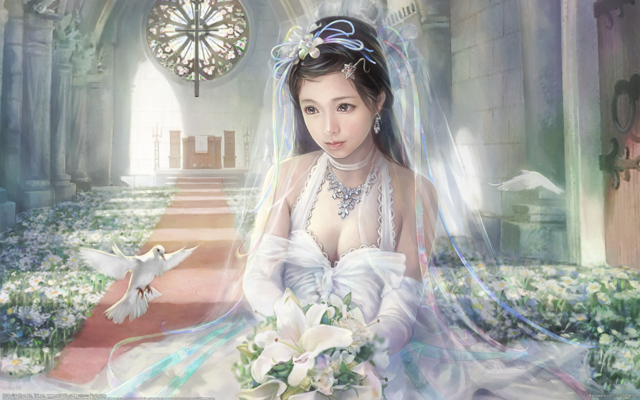 Bride Church Wedding 2560x1600